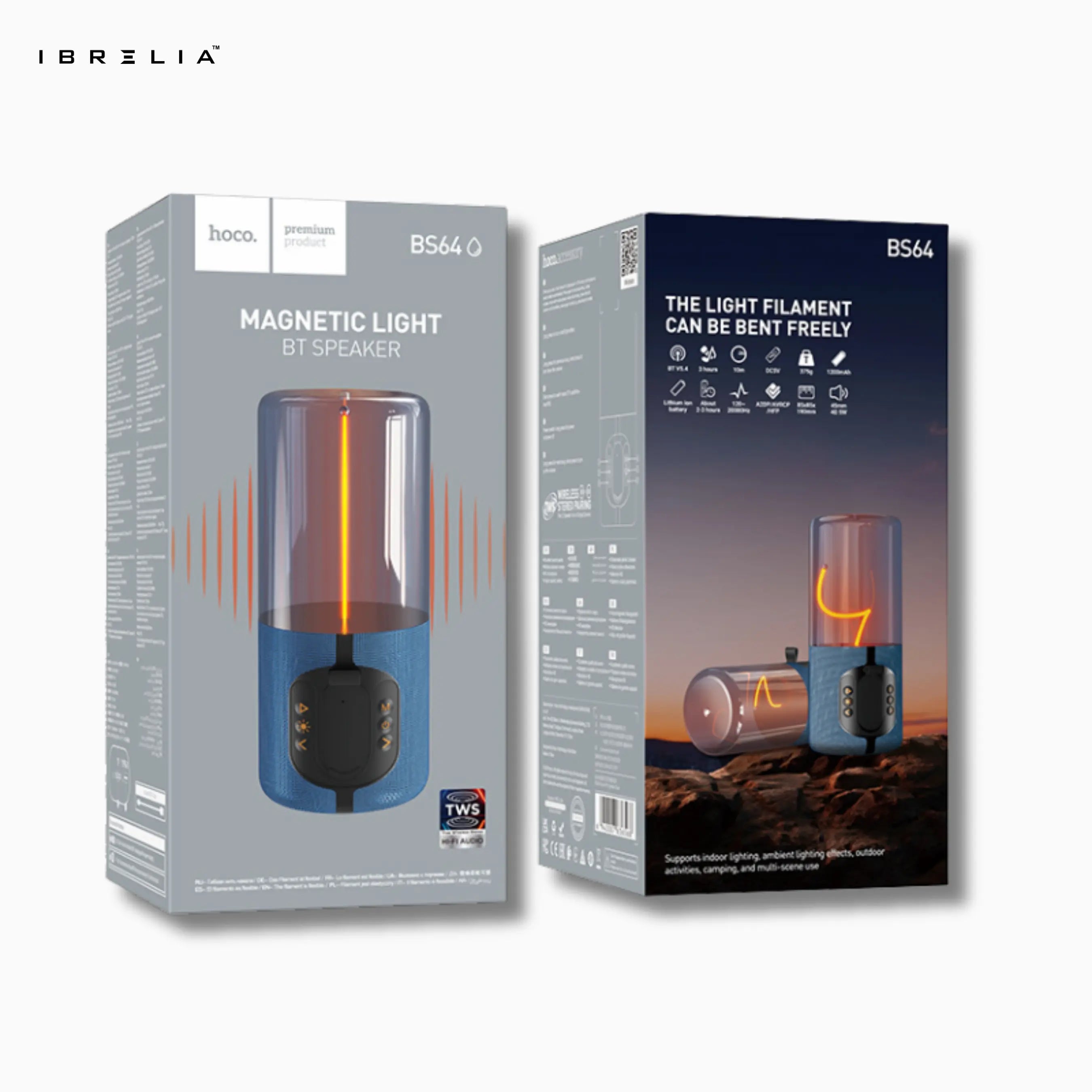 HOCO BS64 Rocker BT Speaker – 5W Magnetic Light Wireless Speaker with Bendable LED Filament & TWS | IBRELIA™ IBRELIA