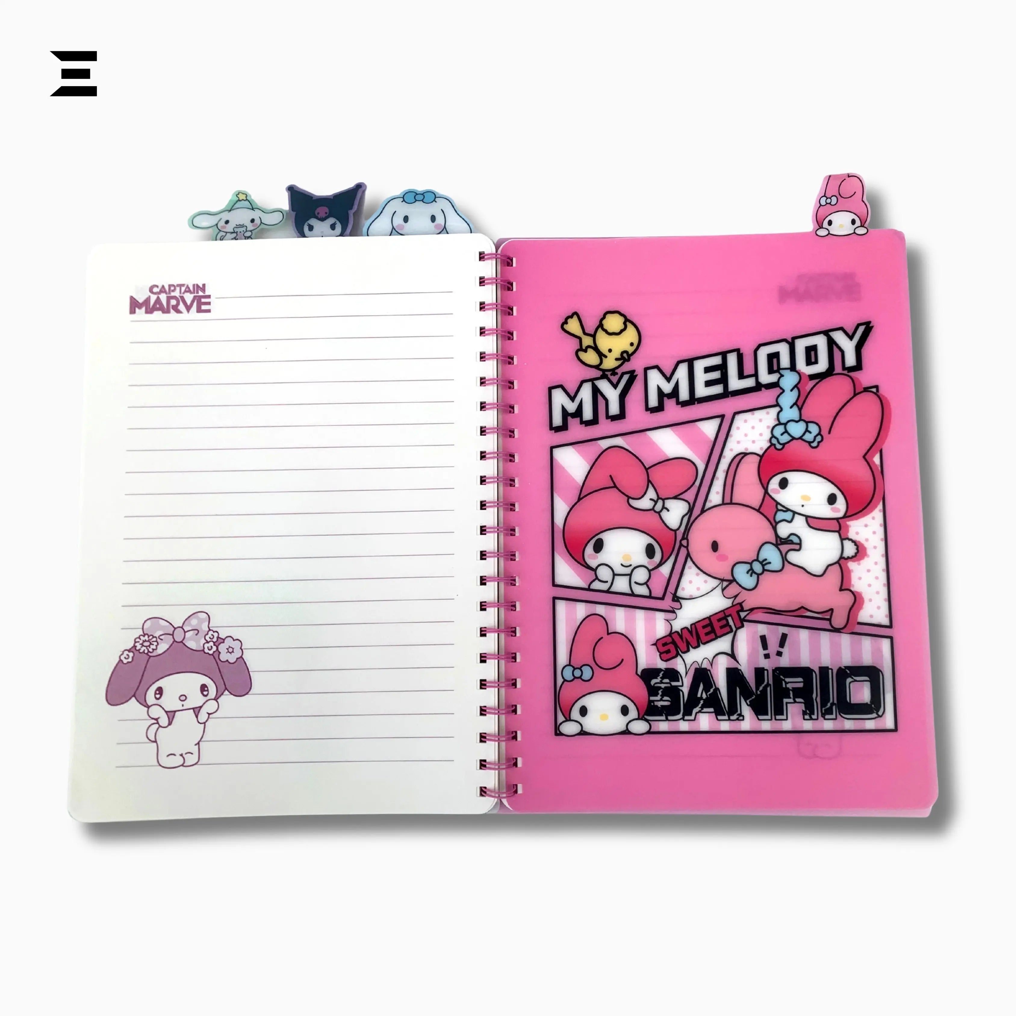 My Melody Sanrio A4 Spiral Notebook | Holographic Print Cover | Cute Kawaii Lined Journal with Character Tabs | IBRELIAโข IBRELIA