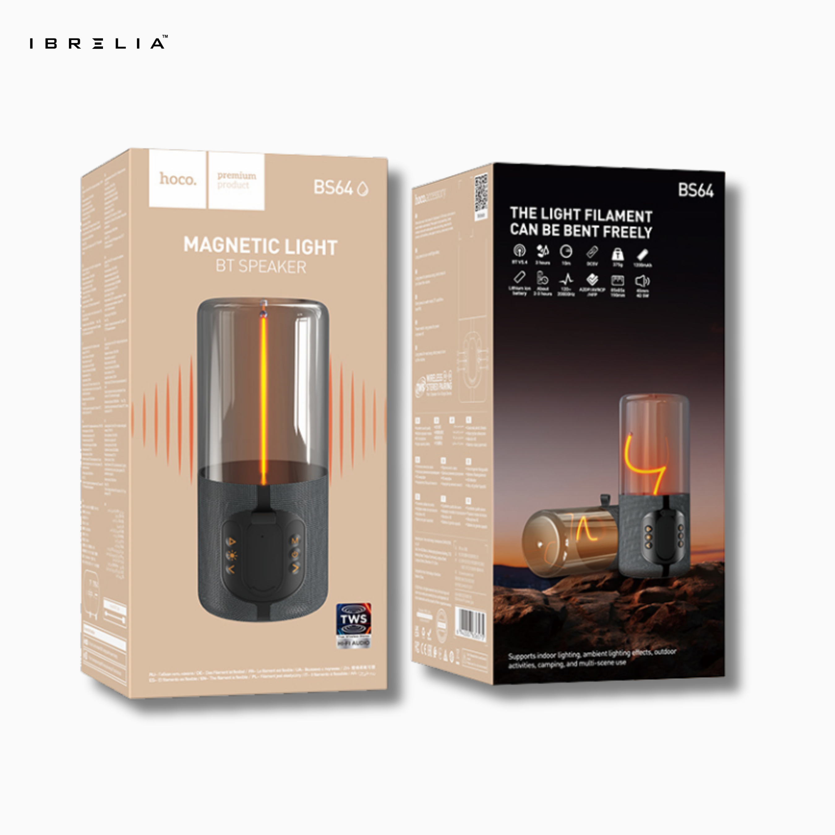 HOCO BS64 Rocker BT Speaker – 5W Magnetic Light Wireless Speaker with Bendable LED Filament & TWS | IBRELIA™ IBRELIA