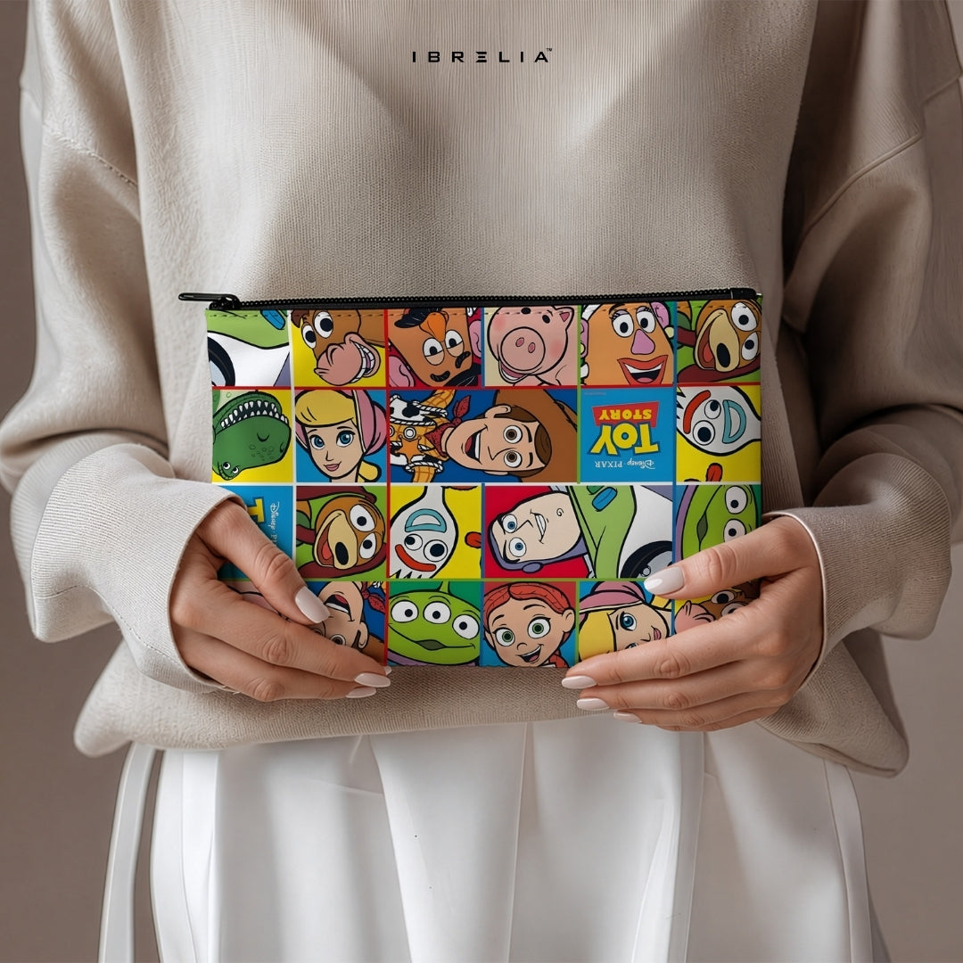 Toy Story Character Grid Makeup & Pencil Pouch – Cartoon Aesthetic Organizer – IBRELIA™
