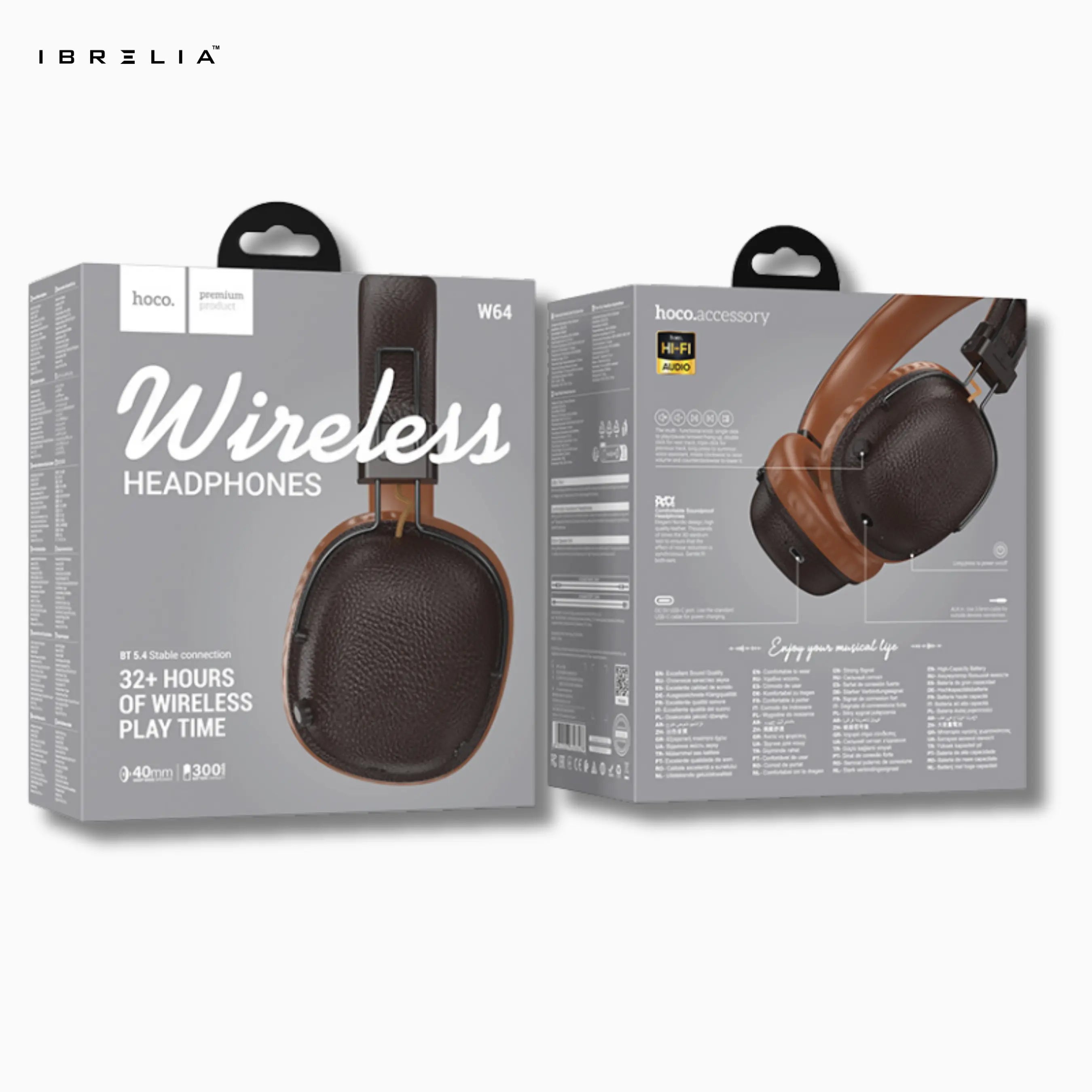 HOCO W64 Wireless Headphones – Premium Leather Finish | IBRELIA™ IBRELIA