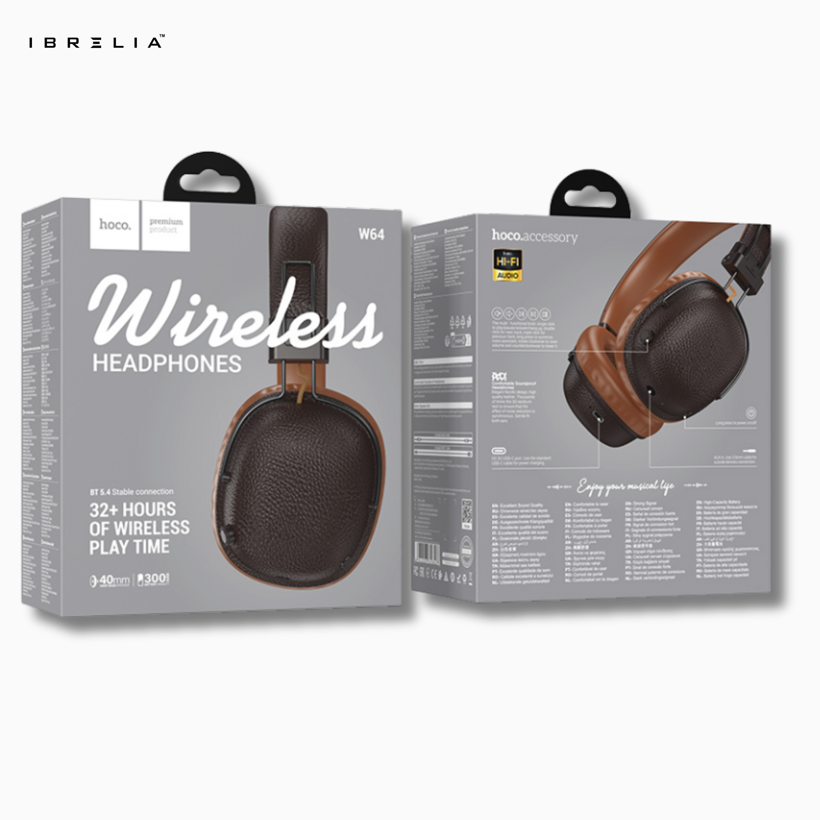 HOCO W64 Wireless Headphones – Premium Leather Finish | IBRELIA™ IBRELIA