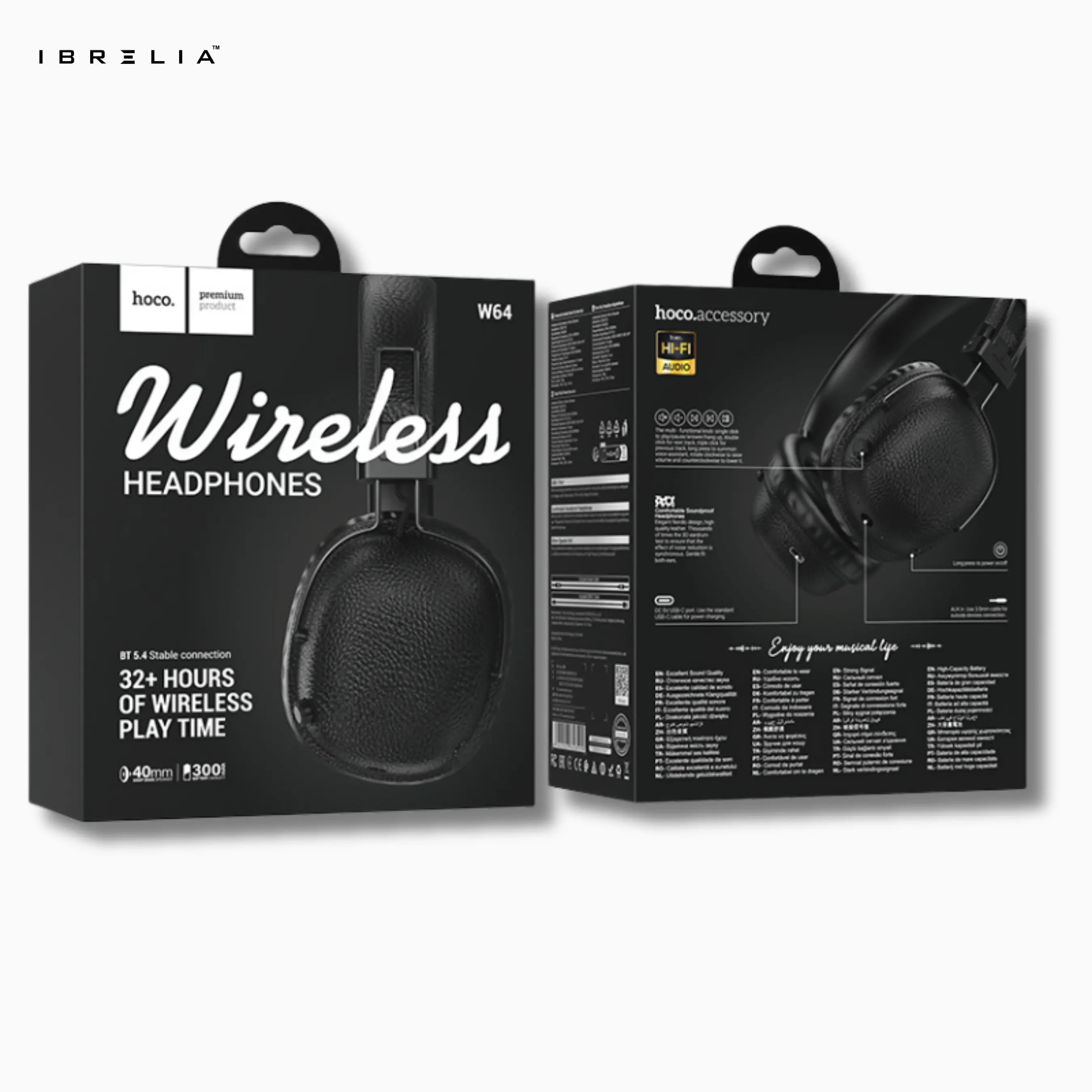 HOCO W64 Wireless Headphones – Premium Leather Finish | IBRELIA™ IBRELIA
