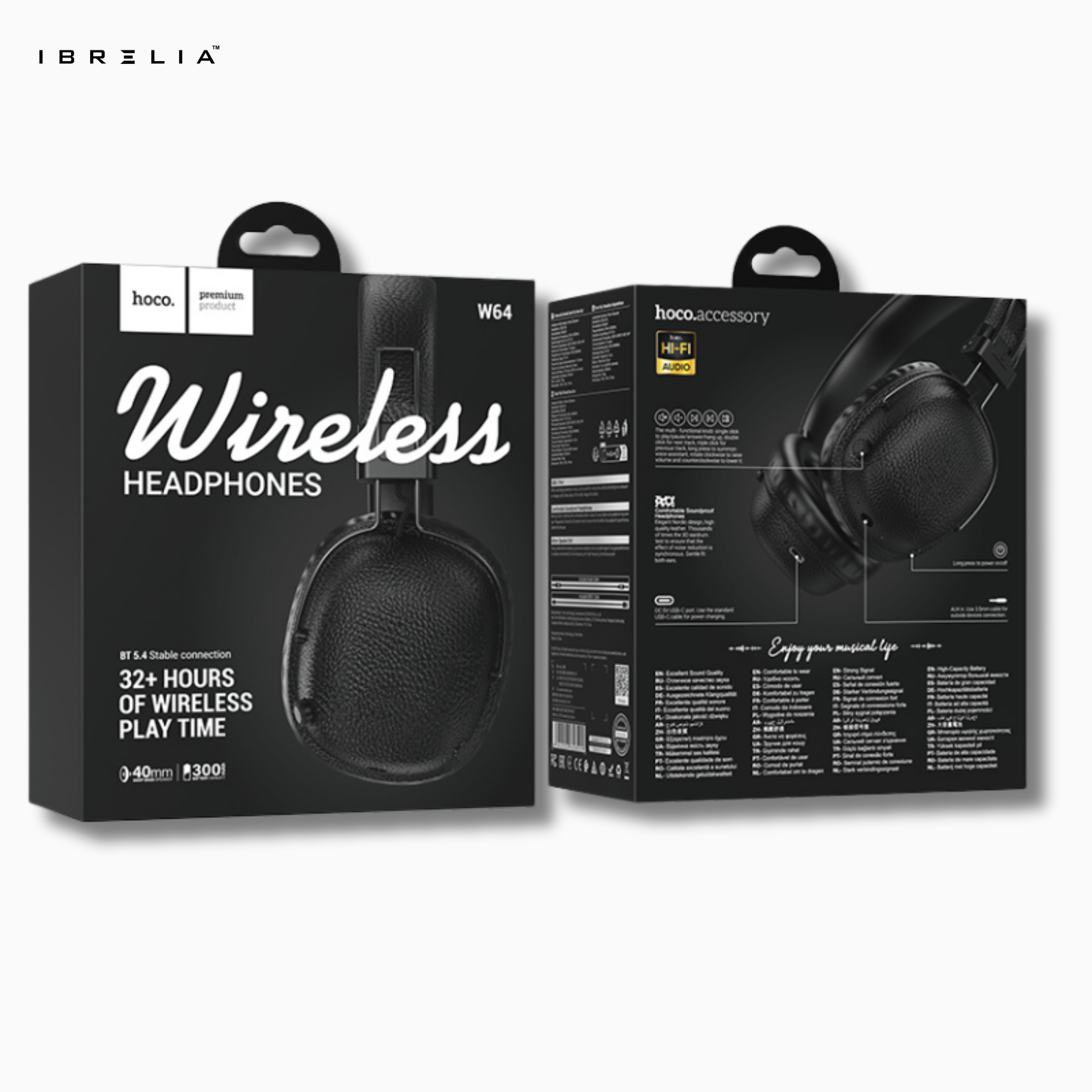 HOCO W64 Wireless Headphones – Premium Leather Finish | IBRELIA™ IBRELIA