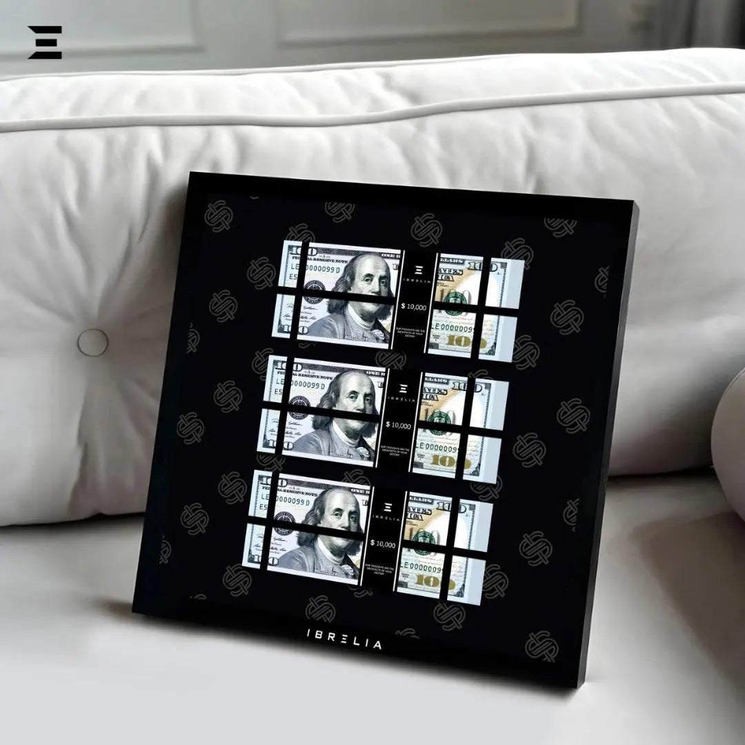 IBRELIA™ 3D USD Money Frame – $100 Stacks | Premium 12x12 Luxury Acrylic Display Frame IBRELIA