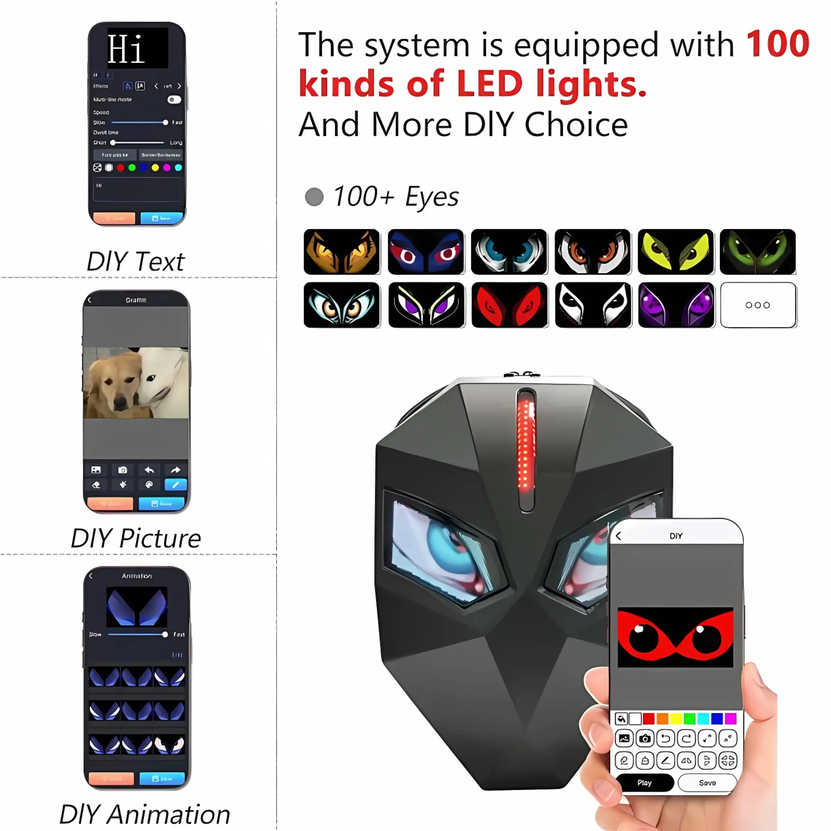 LED Motorcycle Backpack – Waterproof Digital Display Smart Bag with WiFi App Control (Black/Carbon) | IBRELIA™ - IBRELIA