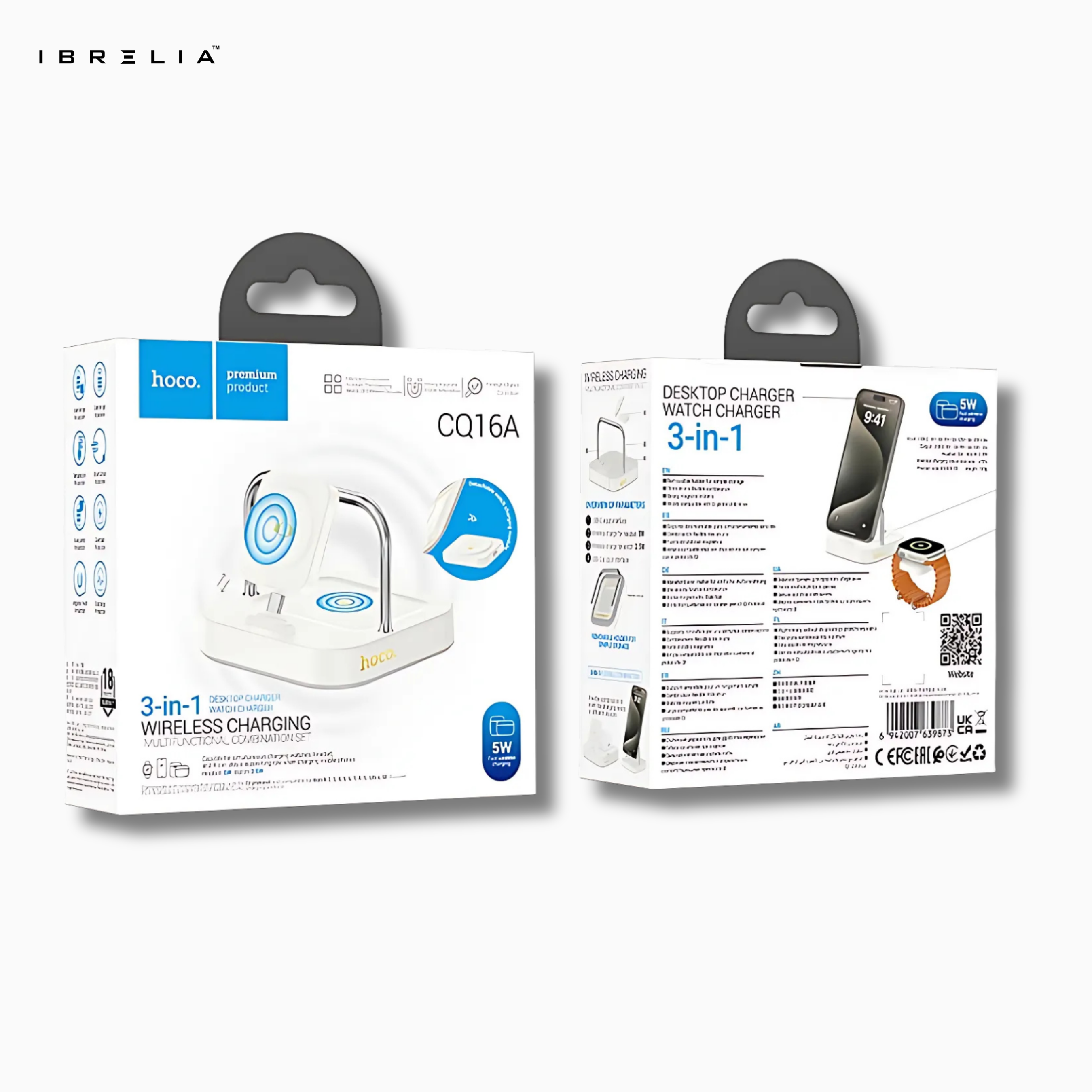 HOCO Desktop Wireless Charging Station CQ16A – 3-in-1 (Phone + Watch + Earbuds) | IBRELIA