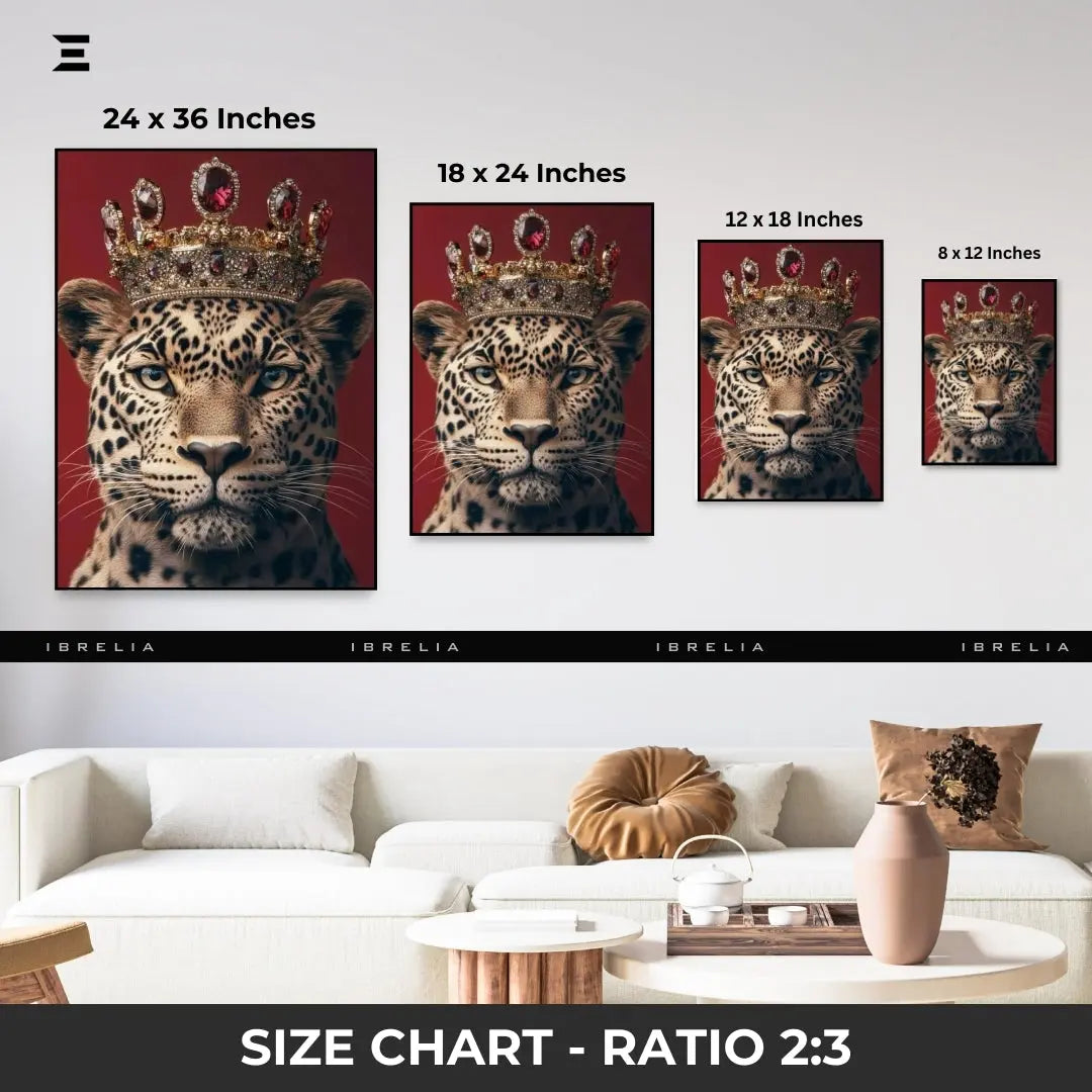 Premium Resin Coated Wall Art – Crowned Leopard Royal Portrait | IBRELIA Pakistan IBRELIA