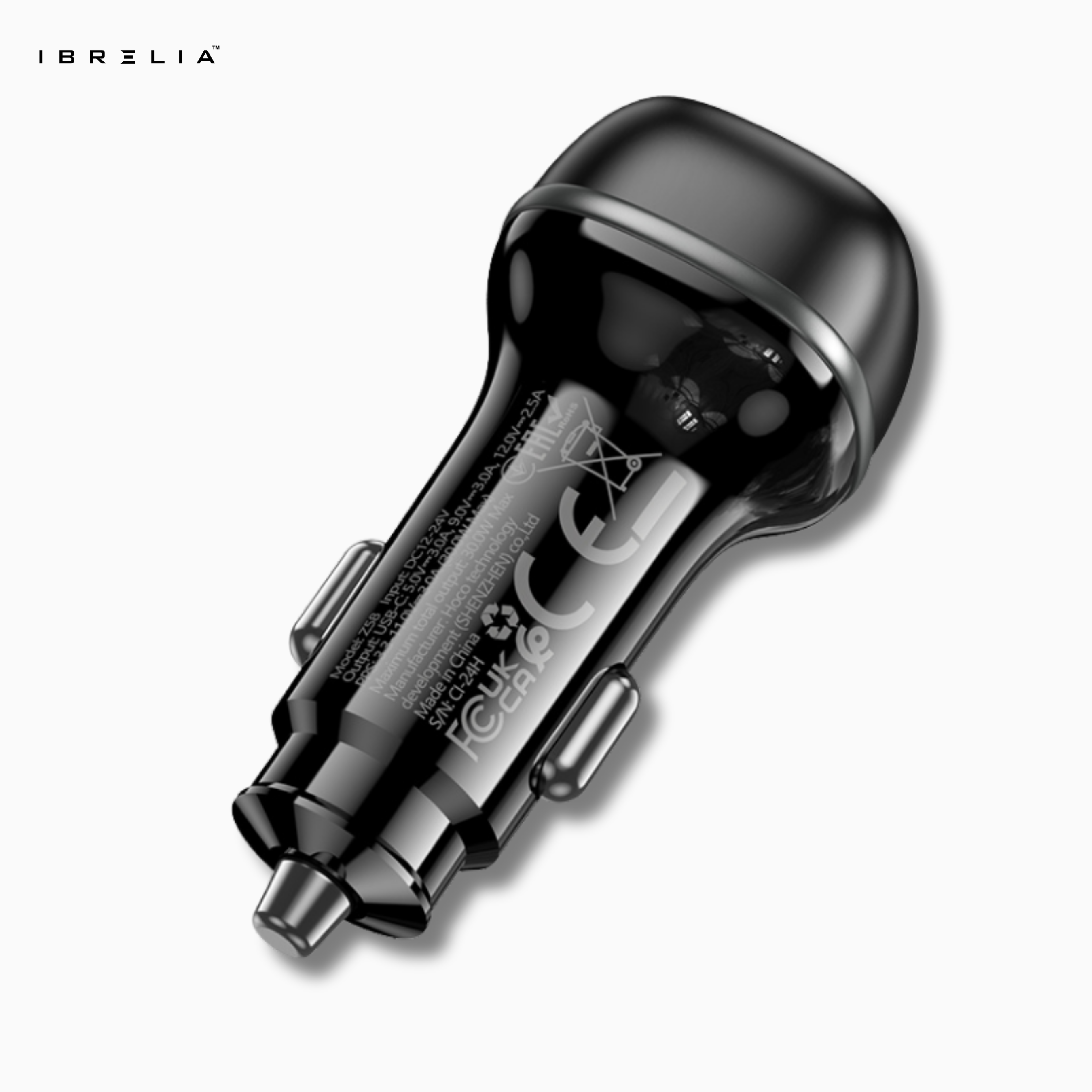 HOCO Z58 Rank Single Port PD30W Car Charger – Ultra-Fast USB-C 30W Output | IBRELIA™