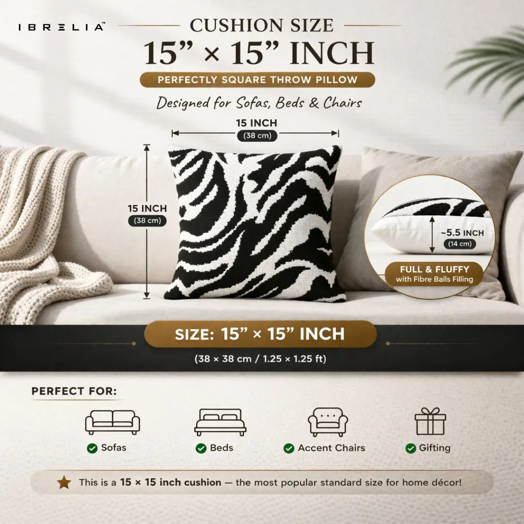 Classic Gentleman Teddy Cushion – Preppy Suit Bear Pillow 15x15 Inch | Jute Textured Premium Cushion | IBRELIA™ IBRELIA
