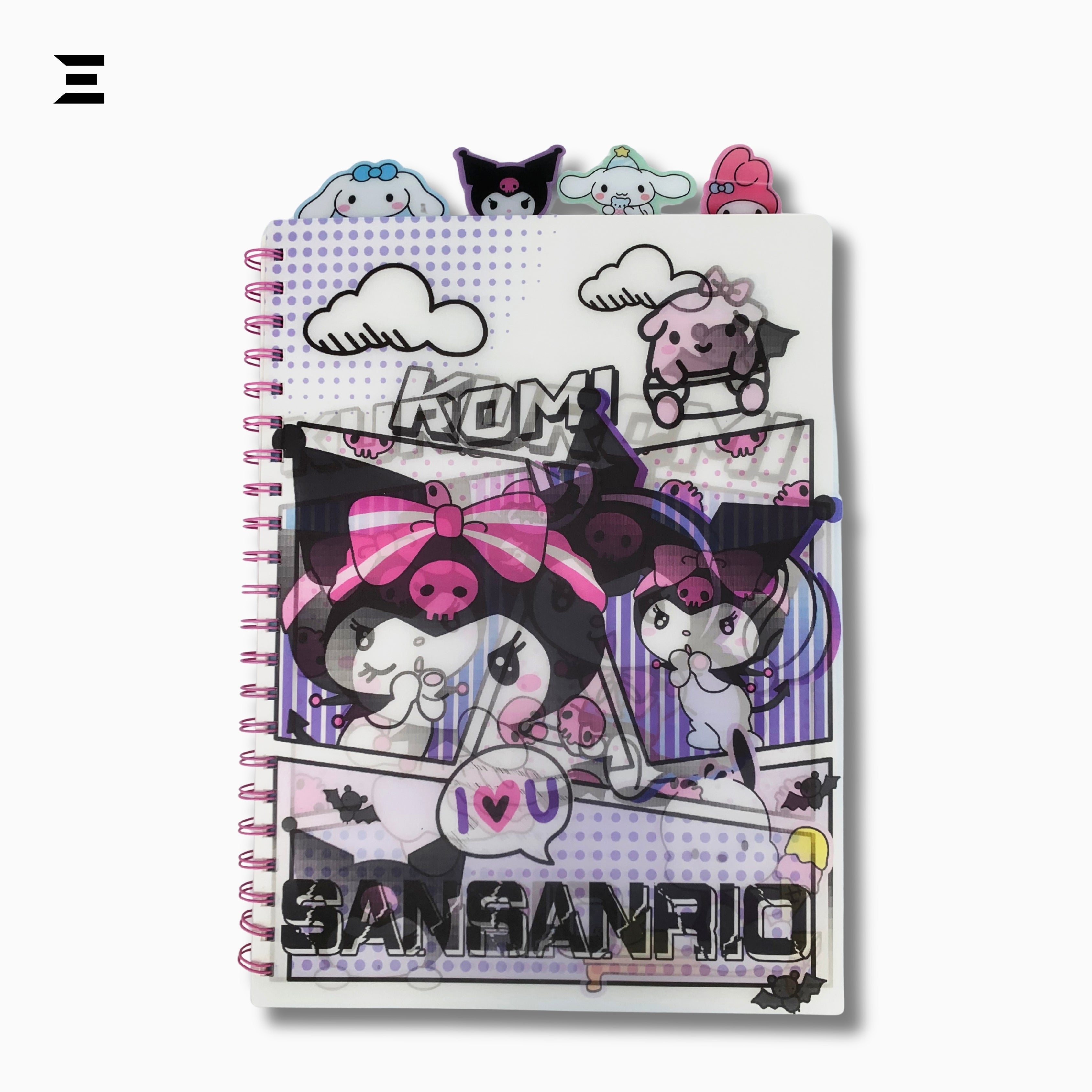 Kuromi A4 Spiral Notebook | Holographic Print Cover | Cute Sanrio Cartoon Lined Journal with Character Tabs | IBRELIA™ IBRELIA