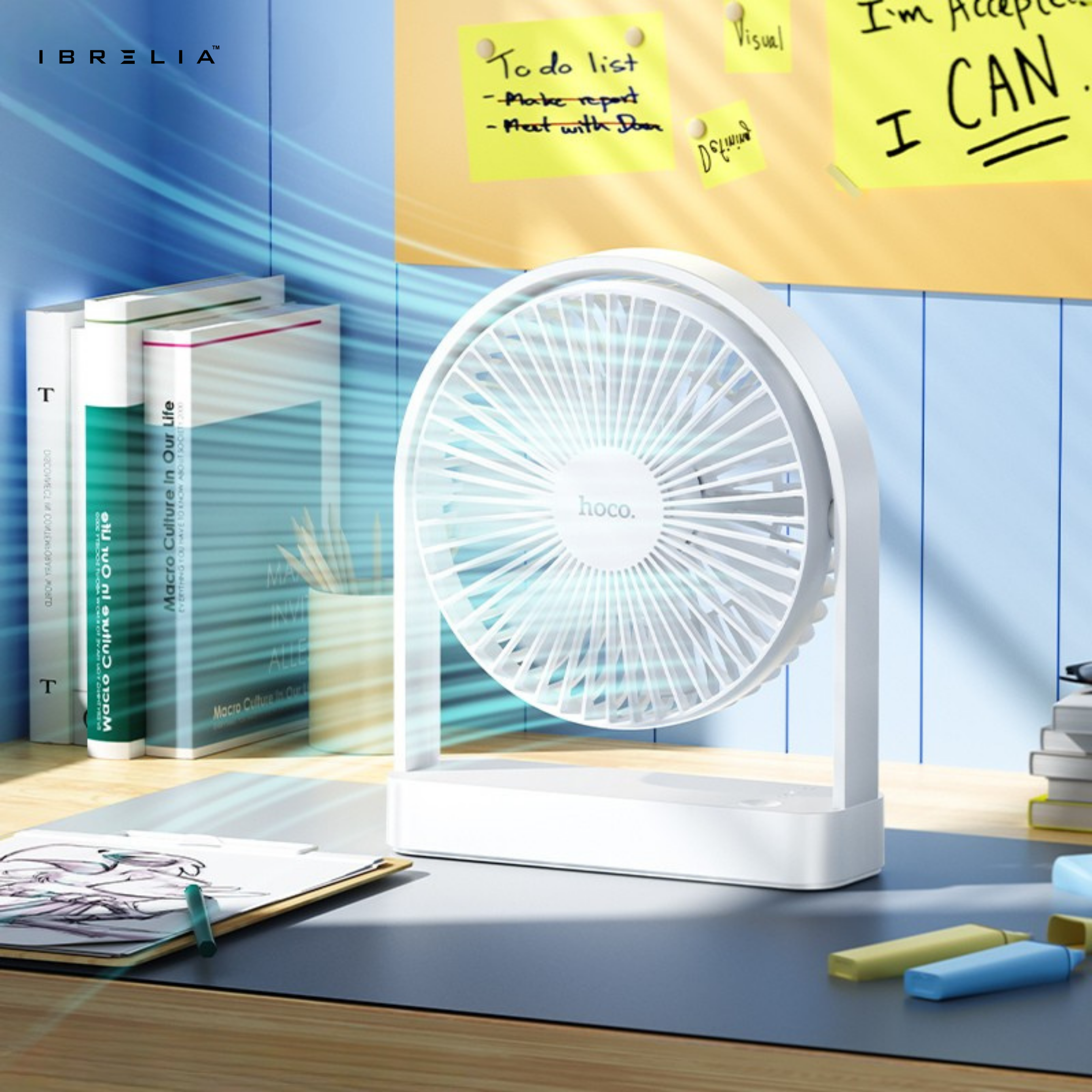HOCO HX65 – Ultra-Thin & Quiet Powerful Desktop Fan | IBRELIA™
