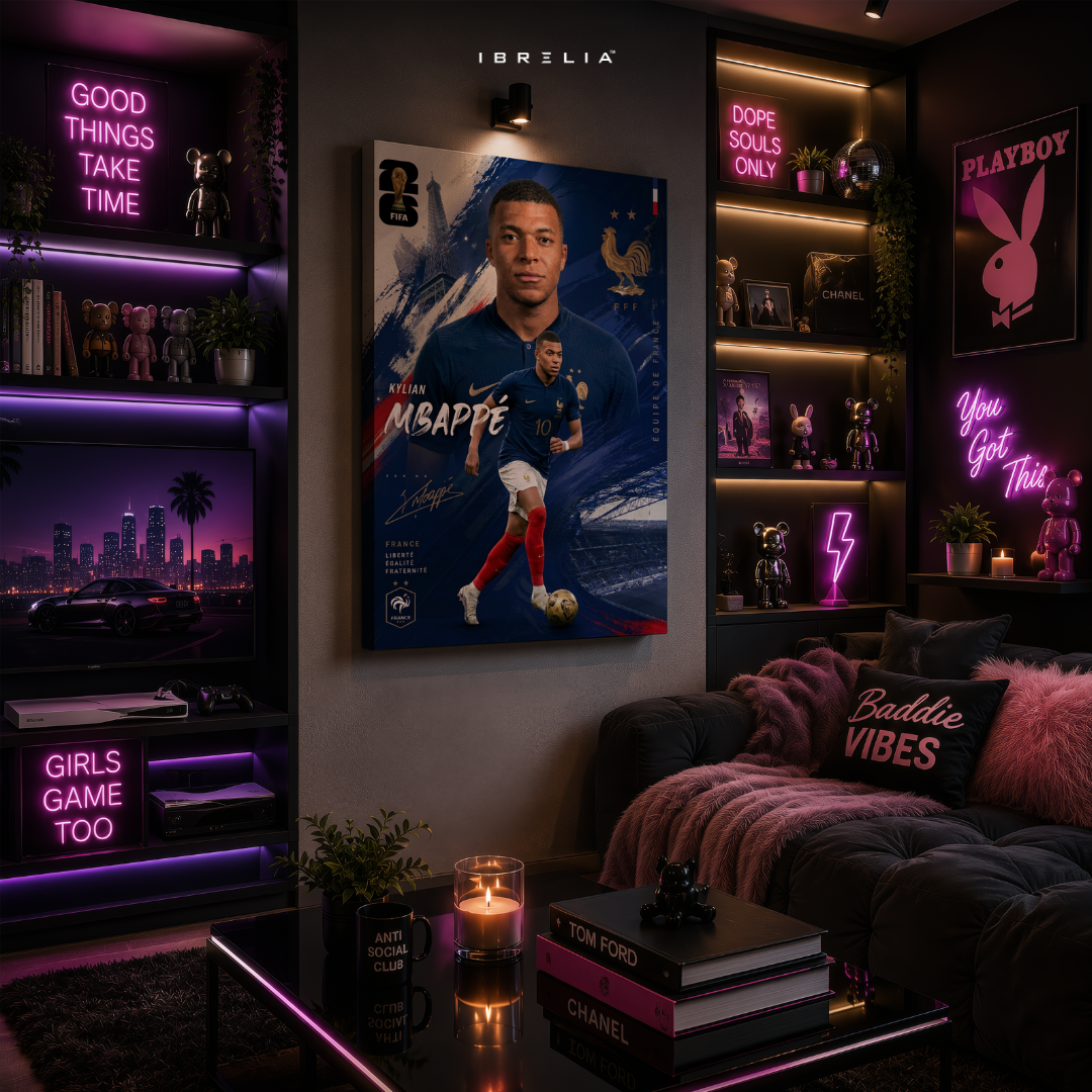 Kylian Mbappé France FIFA World Cup 2026 Wrapped Frame Wall Art | IBRELIA™