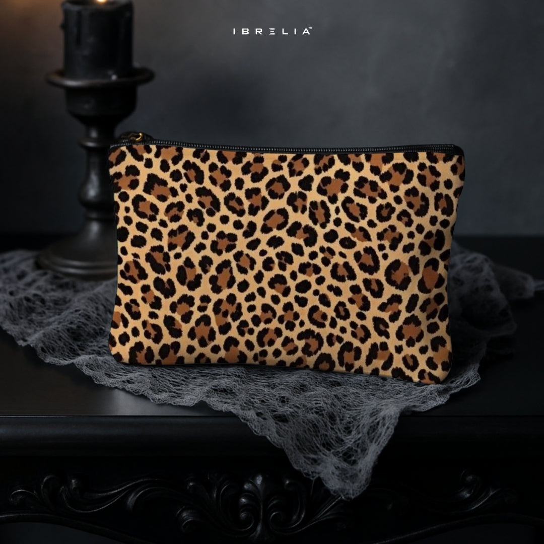 Leopard Print Aesthetic Makeup & Pencil Pouch – Luxury Animal Pattern Organizer – IBRELIA™ IBRELIA