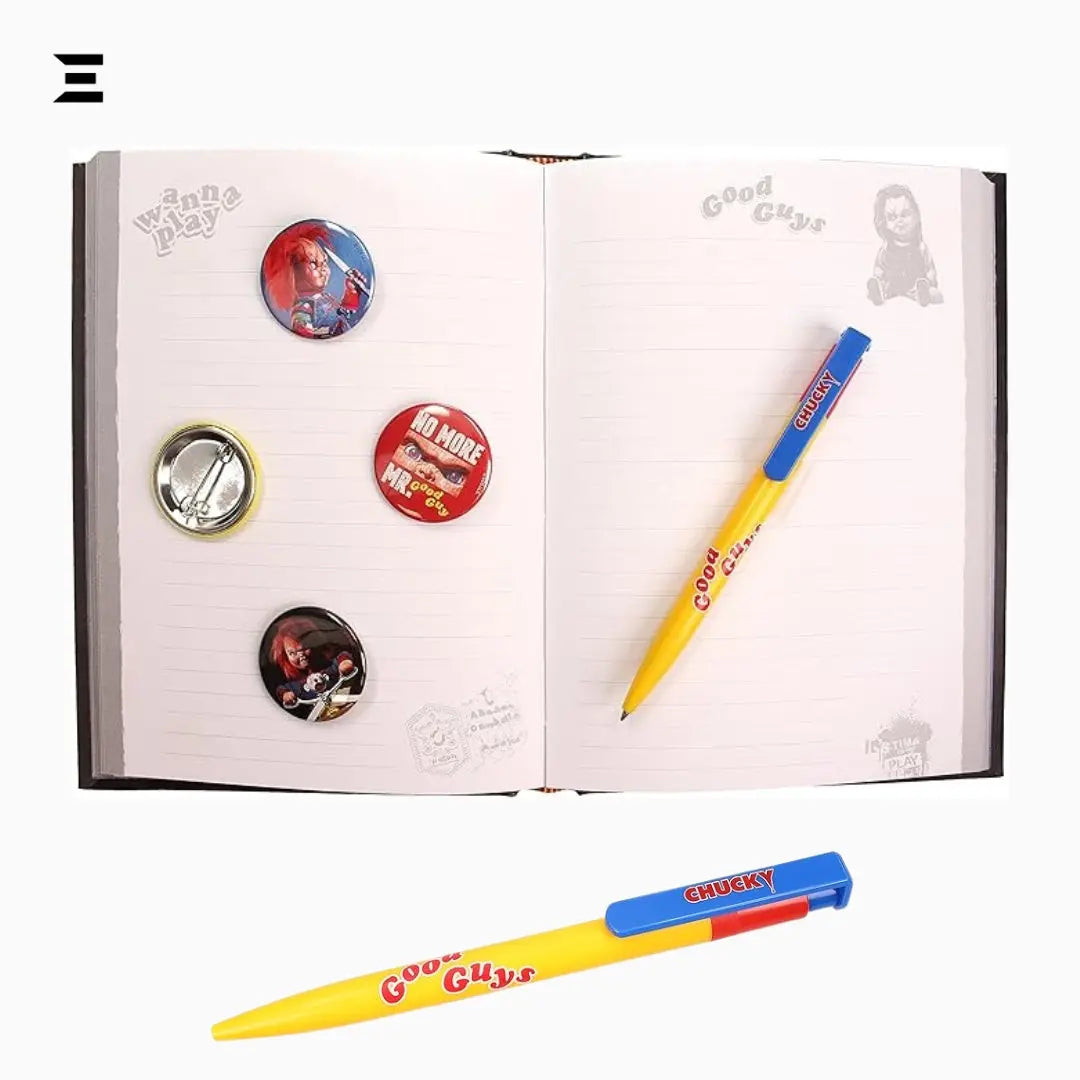 Chucky Premium Notebook Set – VHS Edition with Pen & Metallic Badges IBRELIA