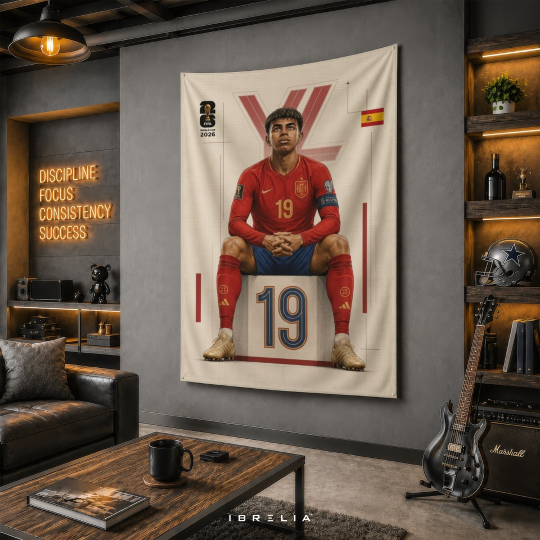 Lamine Yamal – FIFA World Cup 2026 – Premium Jute Fabric Tapestry – IBRELIA™