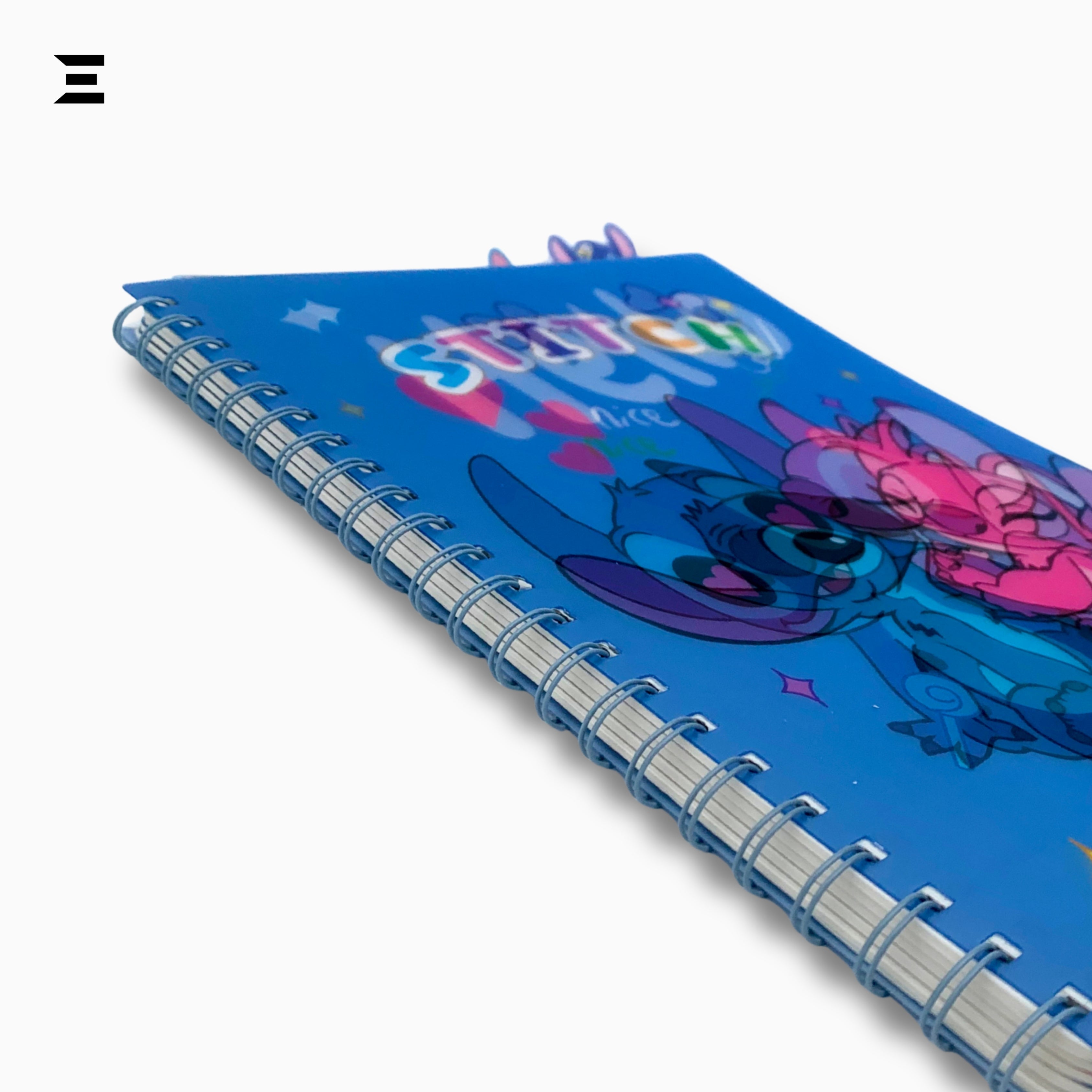 Disney Stitch & Angel A4 Spiral Notebook | Holographic Print Cover | Cute Cartoon Lined Journal with Character Tabs | IBRELIA™ IBRELIA