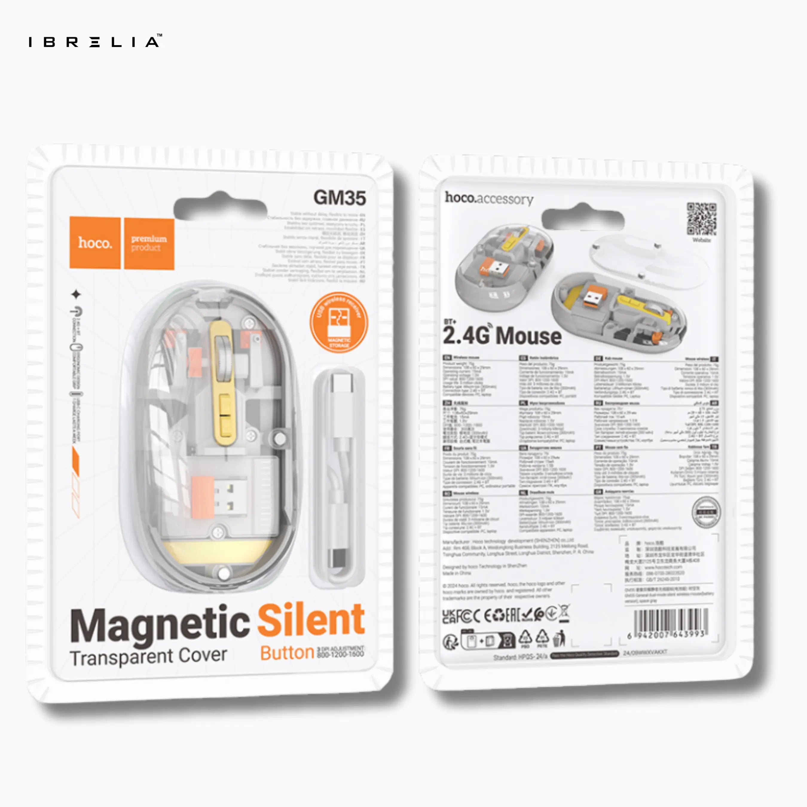 Hoco GM35 Magnetic Silent Transparent Cover Wireless Mouse (BT + 2.4G Dual-Mode) – IBRELIA™ IBRELIA