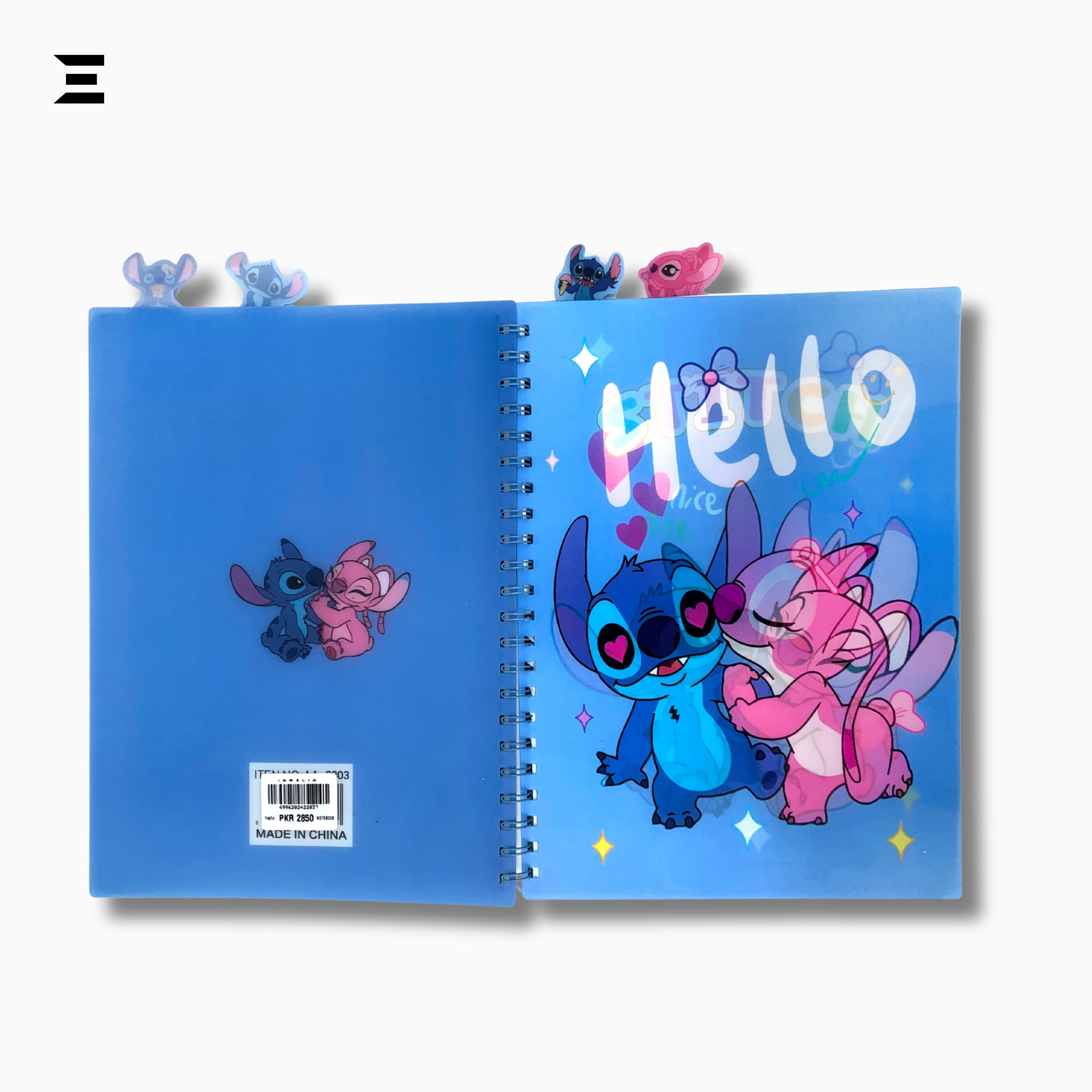 Disney Stitch & Angel A4 Spiral Notebook | Holographic Print Cover | Cute Cartoon Lined Journal with Character Tabs | IBRELIA™ IBRELIA