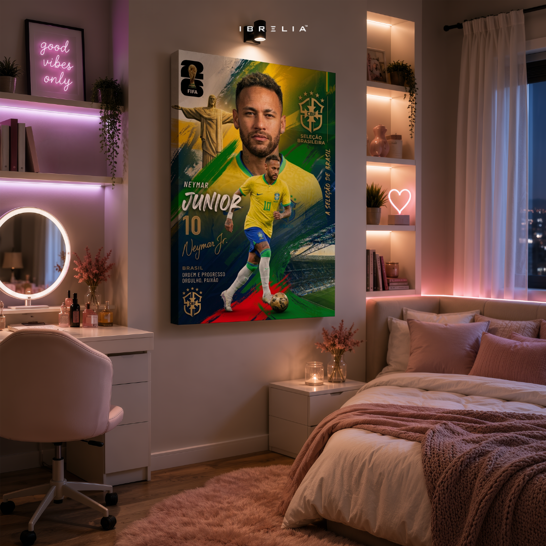 Neymar Jr Brazil FIFA World Cup 2026 Wrapped Frame Wall Art | IBRELIA™