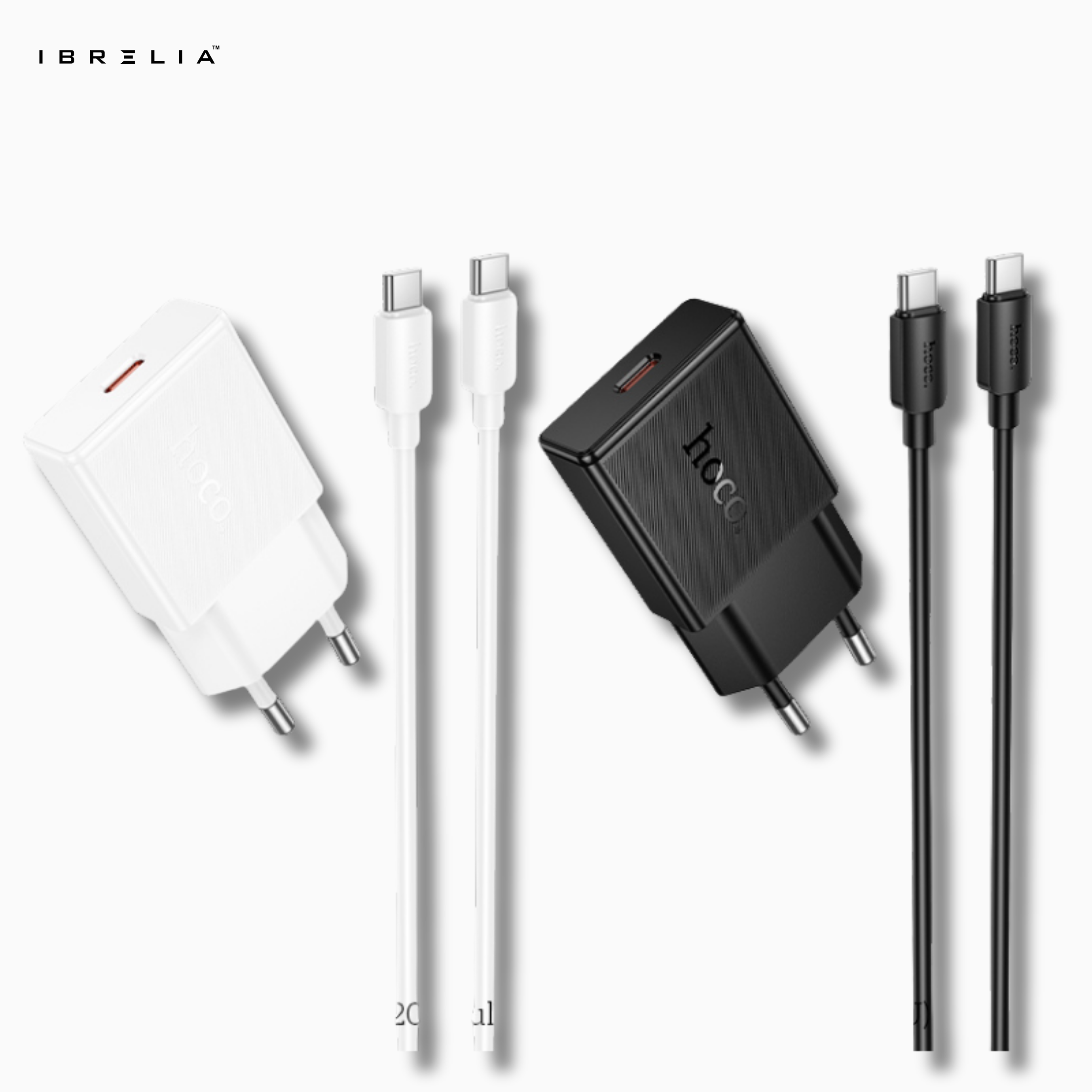 HOCO N72 Speed 20W Ultra-Thin GaN Fast Charger Set (USB-C to USB-C, 60W Cable Included) | IBRELIA™