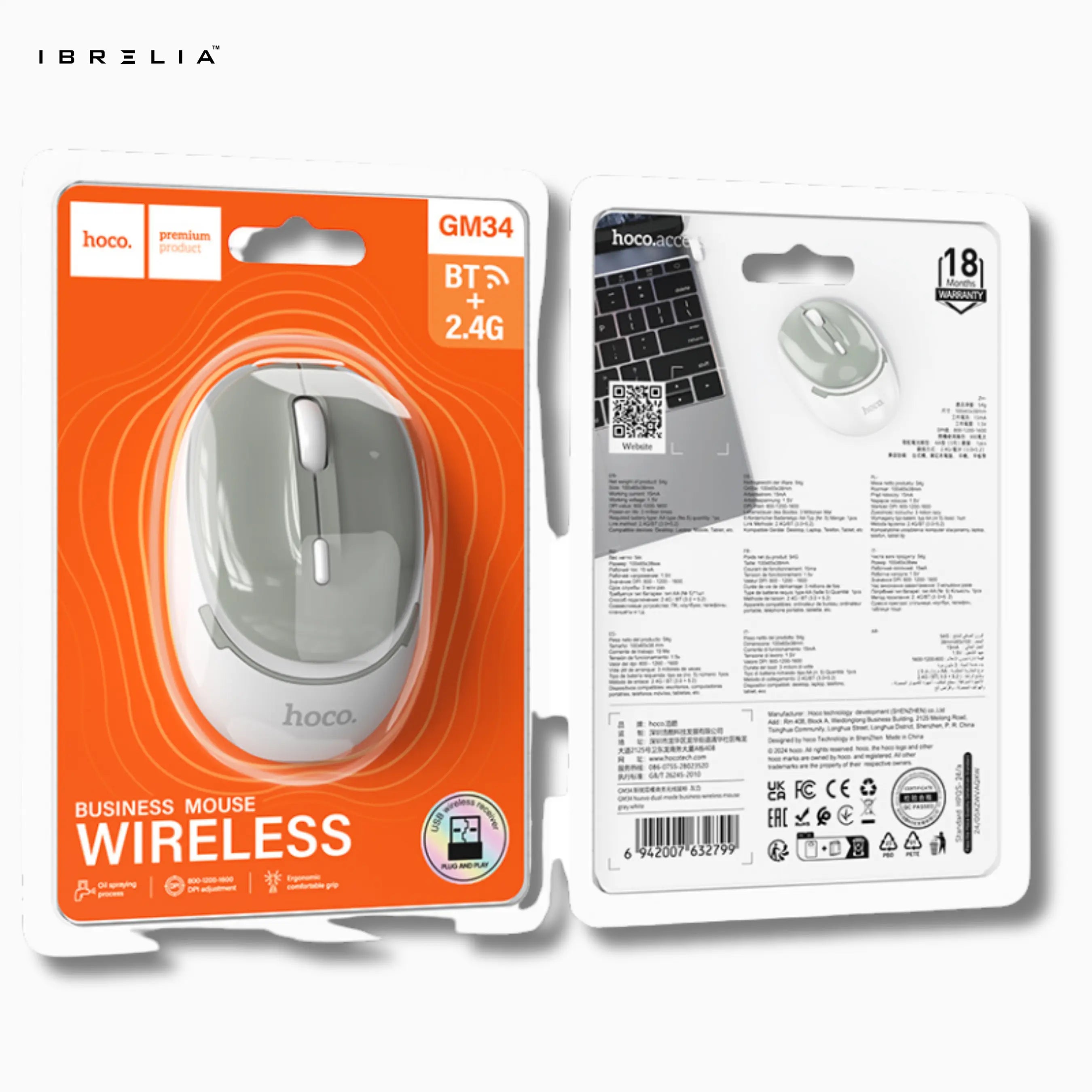 HOCO GM34 Wireless Business Mouse – Black / Grey | IBRELIA™ IBRELIA