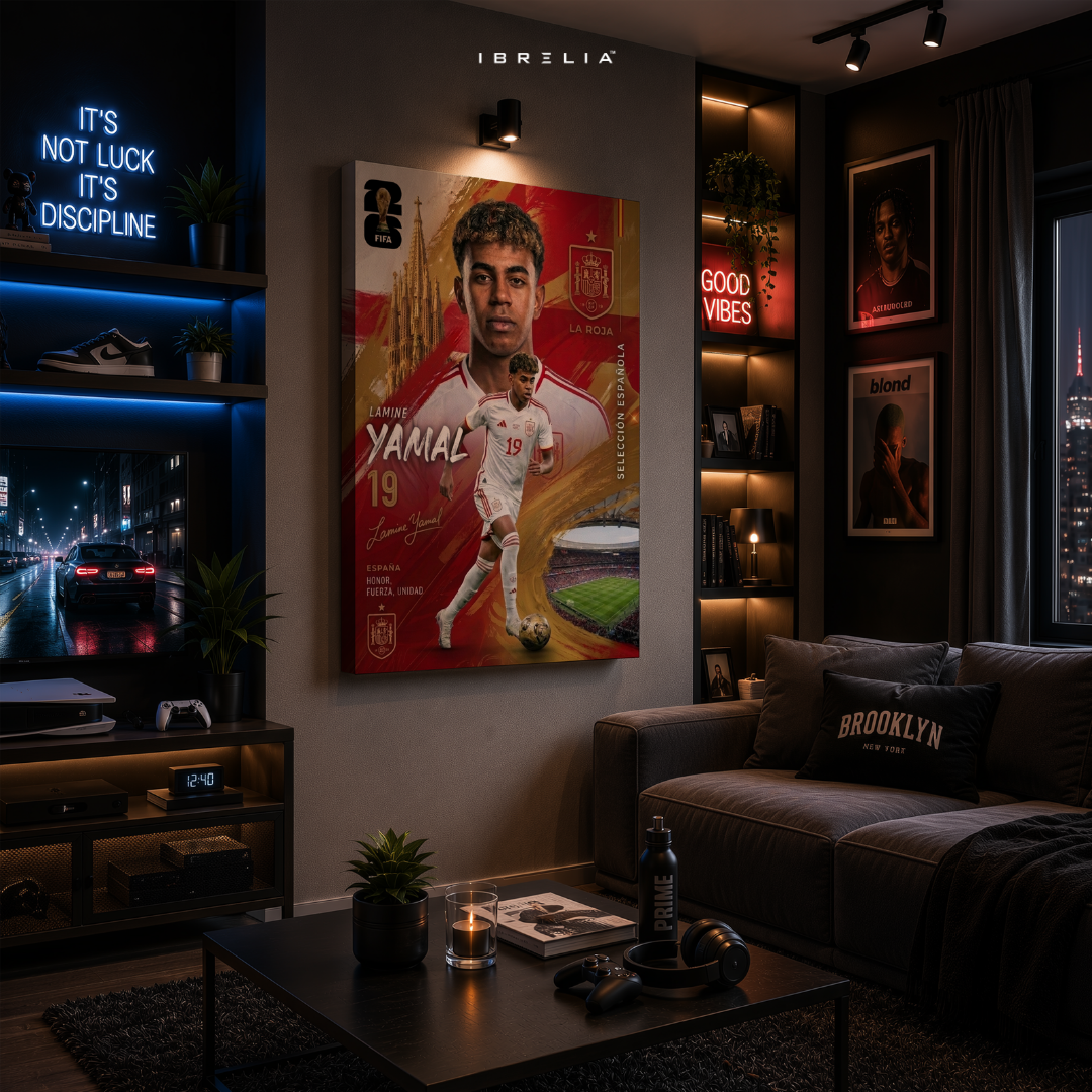 Lamine Yamal Spain FIFA World Cup 2026 Wrapped Frame Wall Art | IBRELIA™