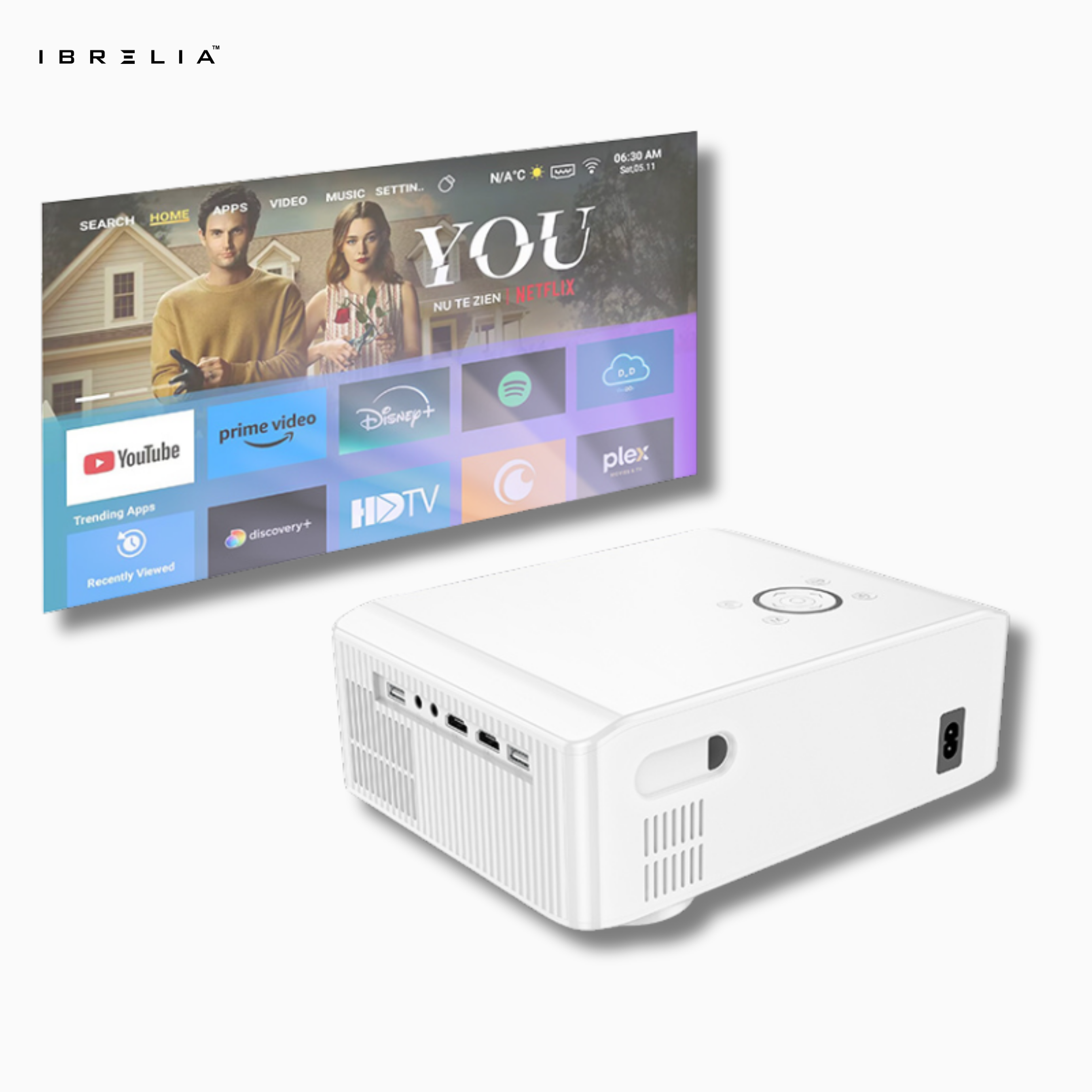 HOCO DT3 Smart Electric Focus Projector (1080P Android Version) | 370 ANSI | Auto Keystone | WiFi 2.4/5G | IBRELIA™ IBRELIA