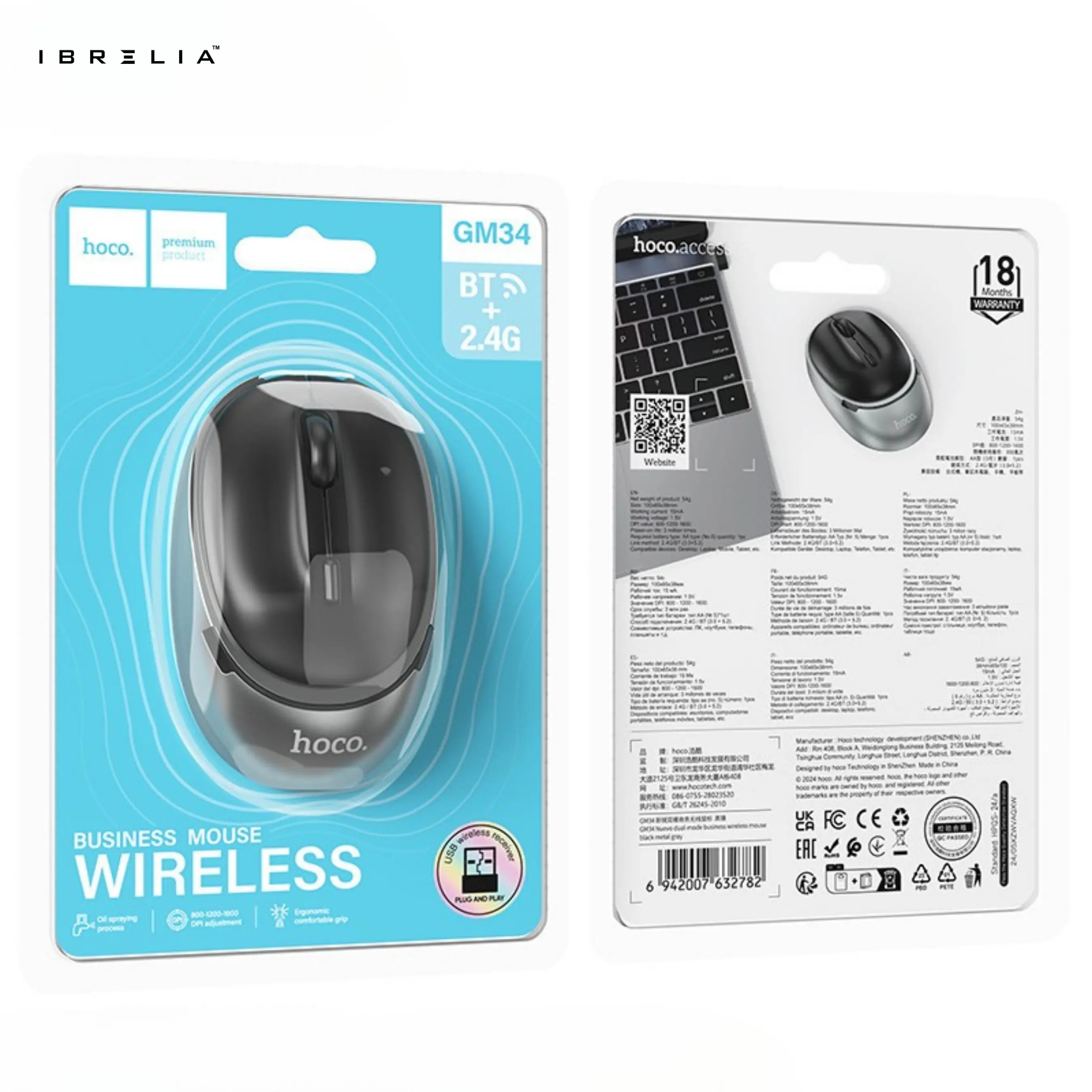 HOCO GM34 Wireless Business Mouse – Black / Grey | IBRELIA™ IBRELIA