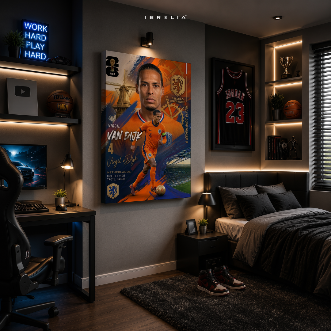 Virgil van Dijk Netherlands FIFA World Cup 2026 Wrapped Frame Wall Art | IBRELIA™