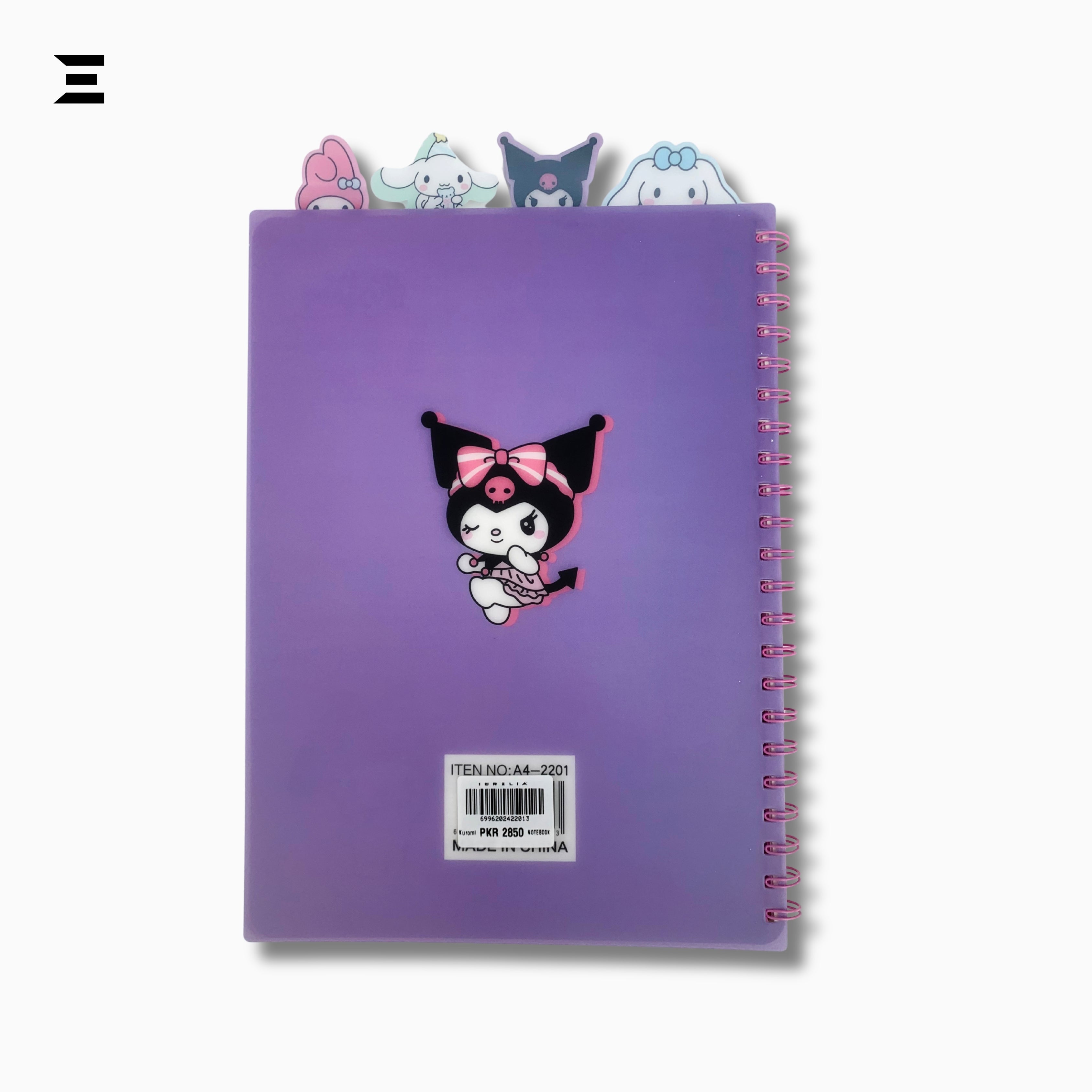 Kuromi & My Melody A4 Spiral Notebook | Holographic Print Cover | Cute Sanrio Cartoon Lined Journal with Character Tabs | IBRELIA™ IBRELIA