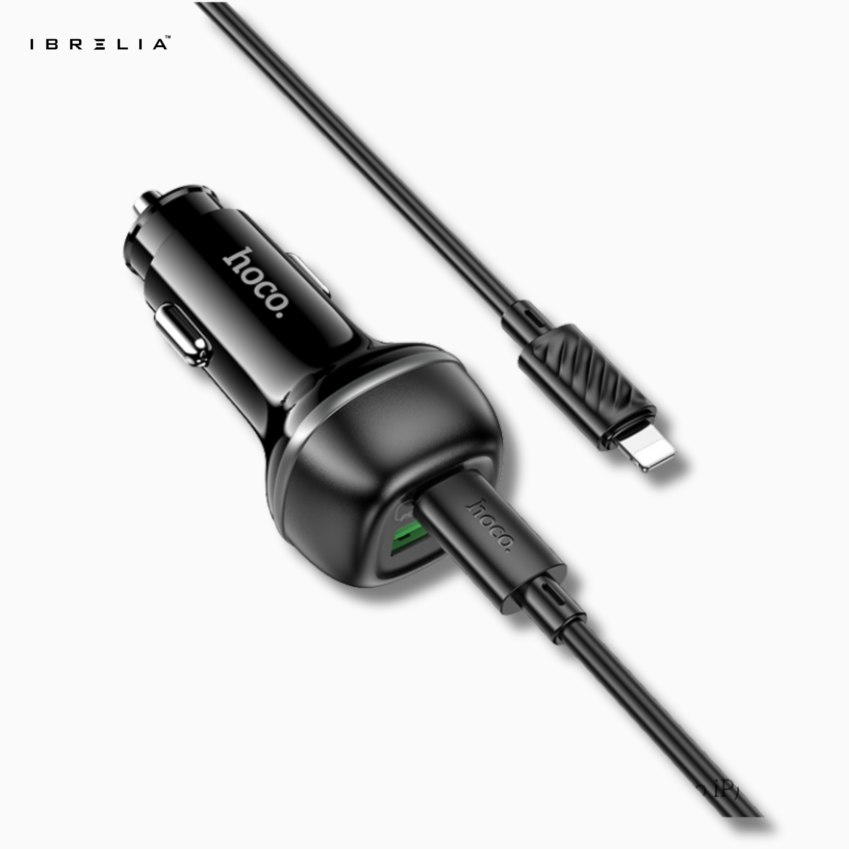 HOCO Z58A Rank 48W Dual Port Car Charger Set – PD30W + QC3.0 with 1m C to iPhone Cable | IBRELIA™