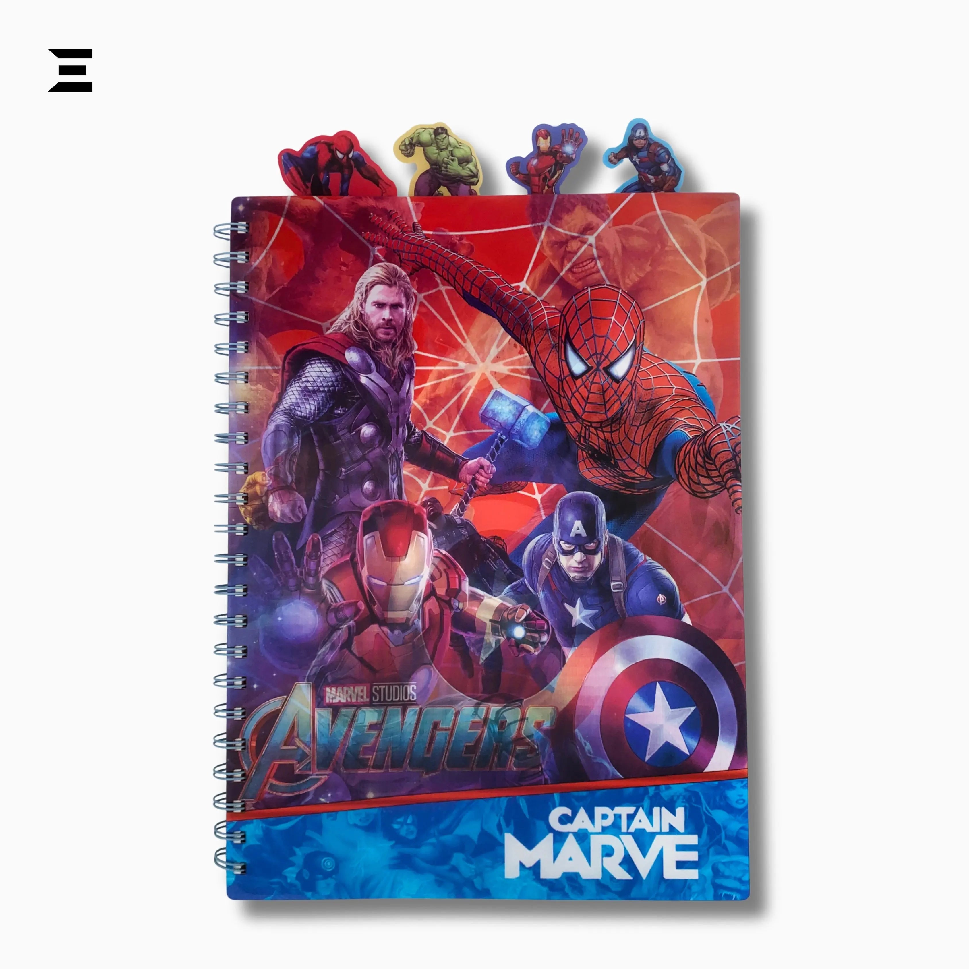 Marvel Avengers A4 Spiral Notebook | Holographic Print Cover | Superhero Lined Journal with Character Tabs | IBRELIA™ IBRELIA