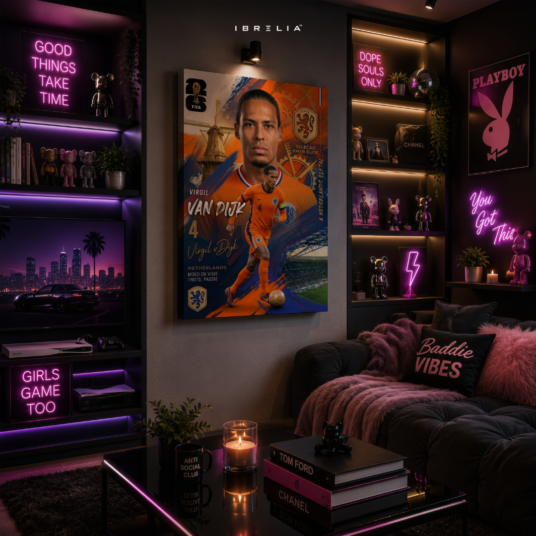Virgil van Dijk Netherlands FIFA World Cup 2026 Wrapped Frame Wall Art | IBRELIA™
