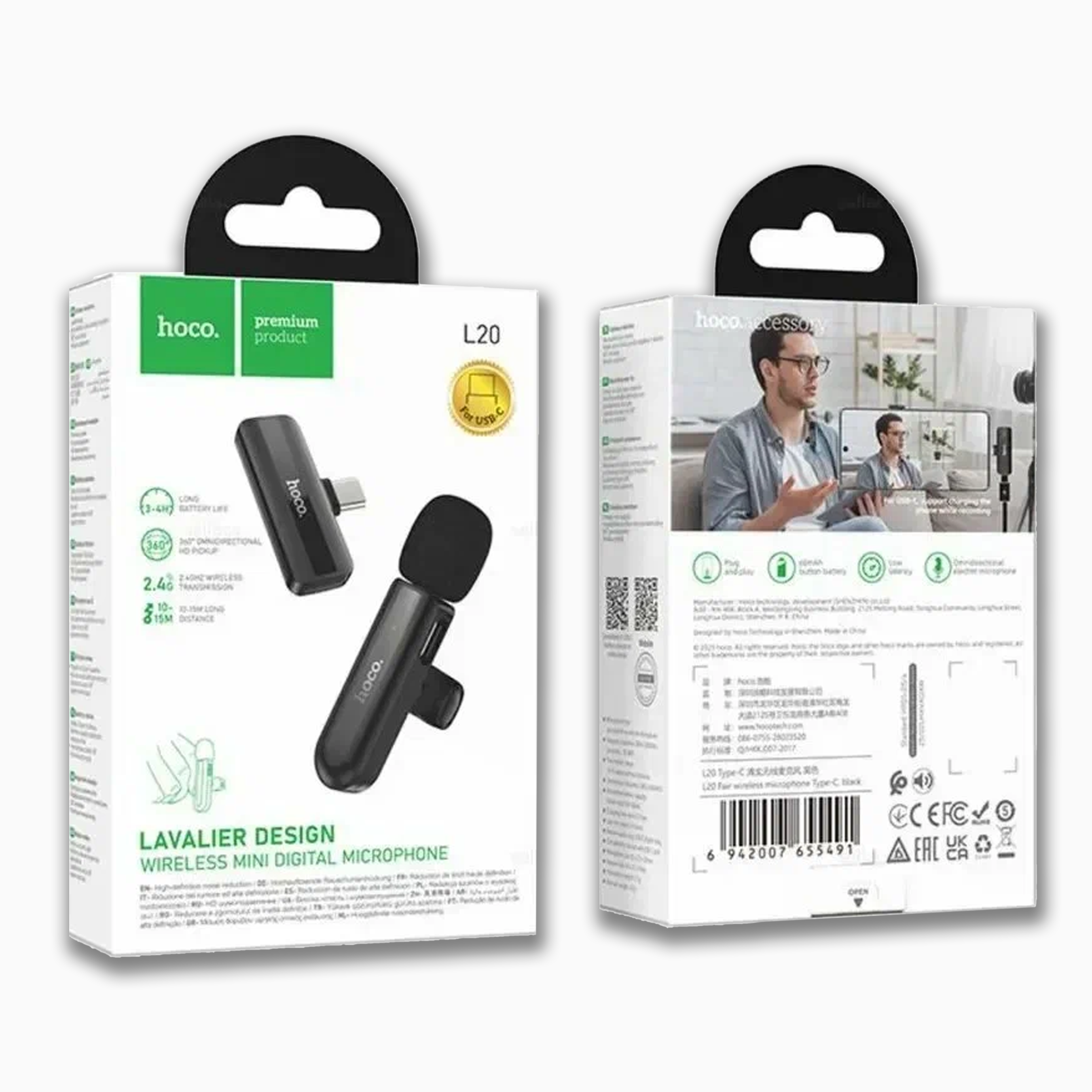 HOCO L20 Wireless Mini Digital Microphone (Type-C) | IBRELIA™