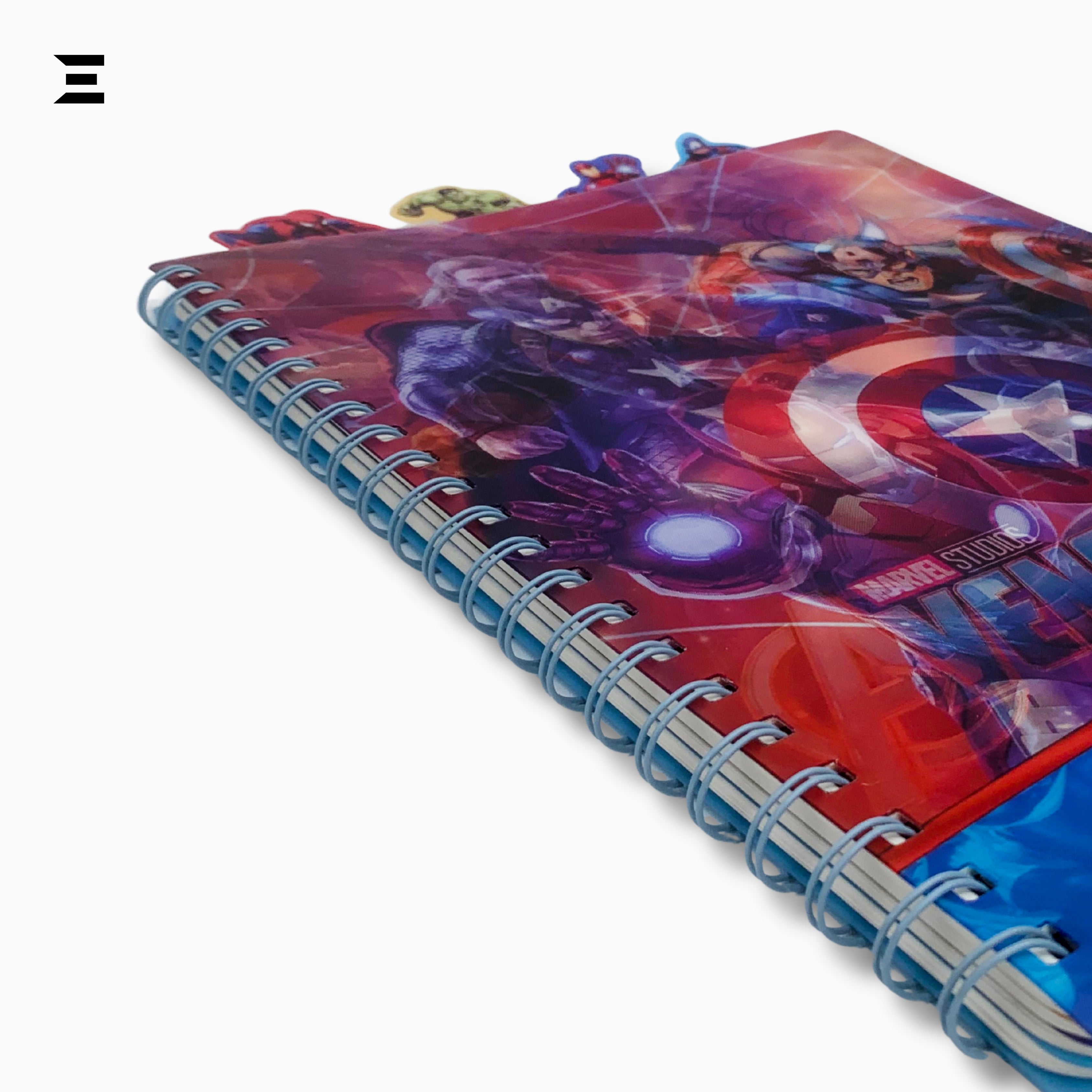 Marvel Avengers A4 Spiral Notebook | Holographic Print Cover | Superhero Lined Journal with Character Tabs | IBRELIA™ IBRELIA