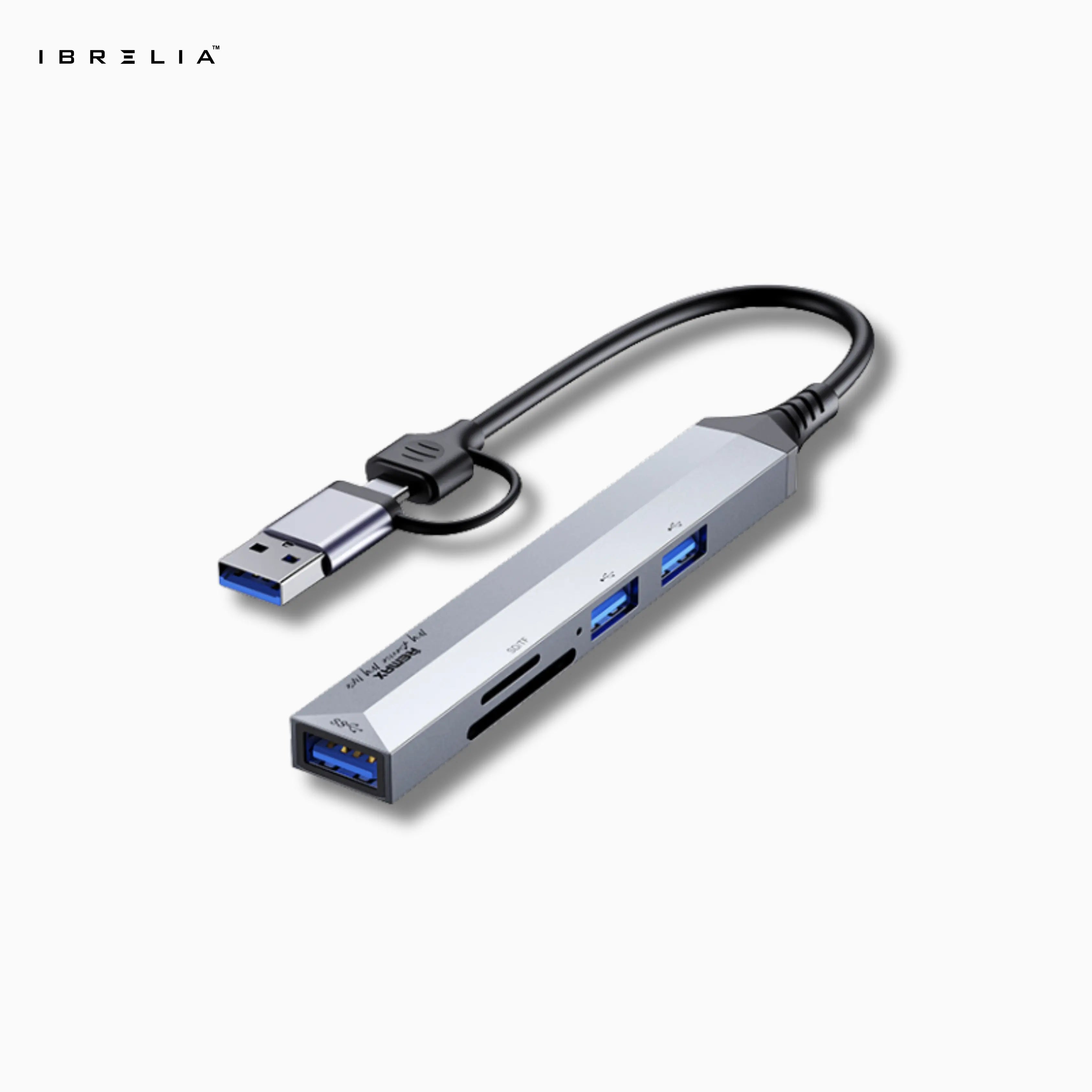 REMAX Aluminum Alloy 5-in-1 Type-C + USB HUB RU-U7 | Multi-Port High-Speed Adapter | IBRELIA™ IBRELIA