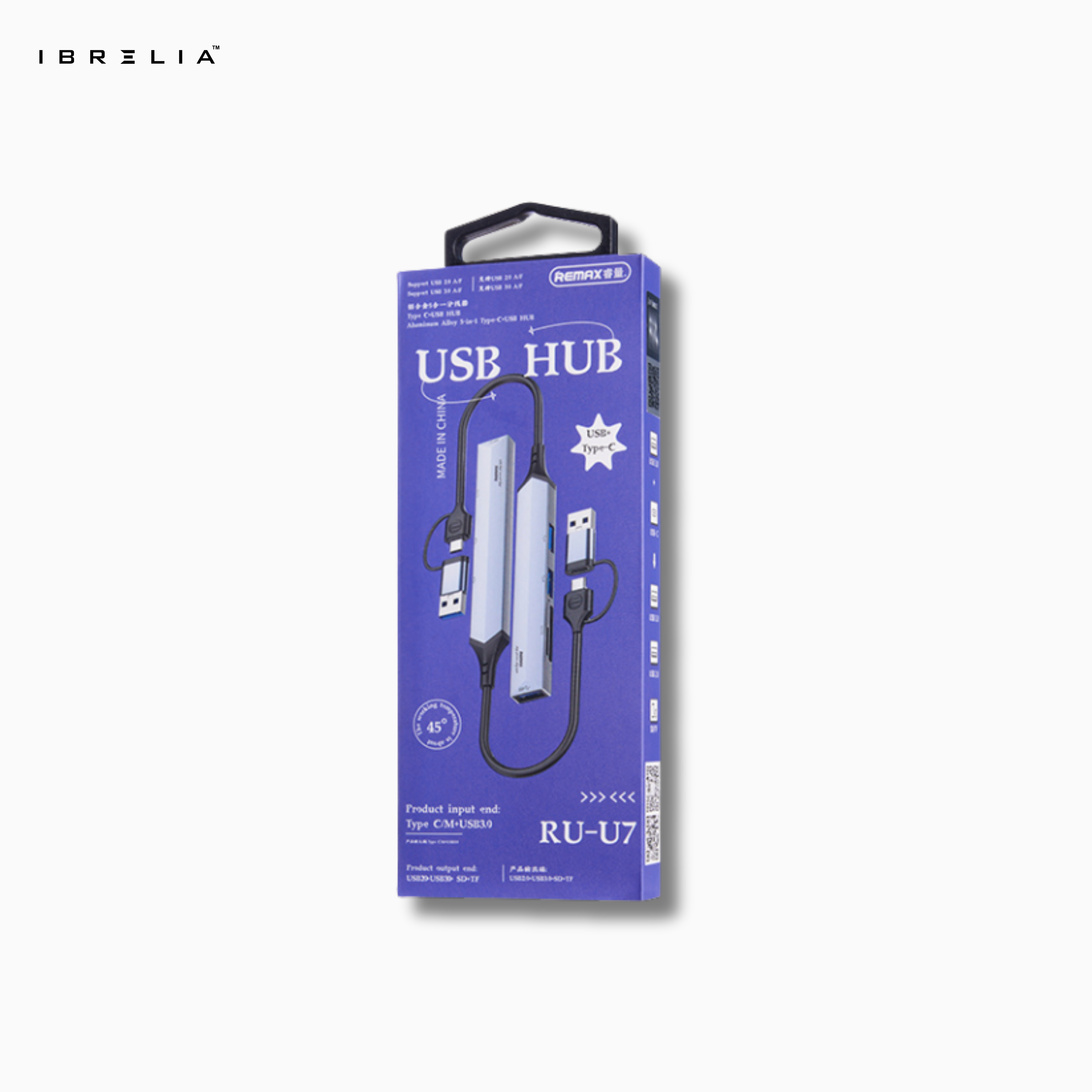 REMAX Aluminum Alloy 5-in-1 Type-C + USB HUB RU-U7 | Multi-Port High-Speed Adapter | IBRELIA™