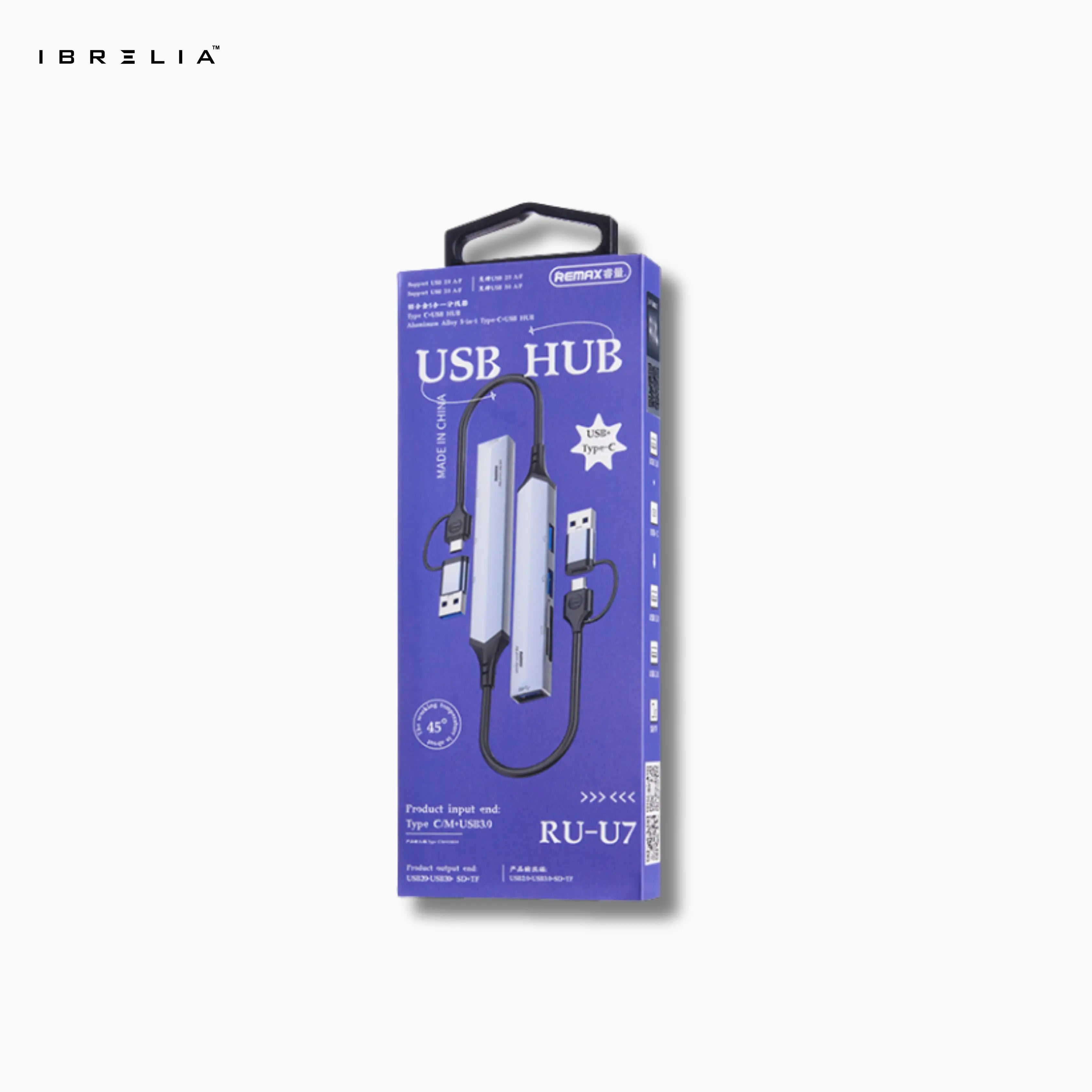 REMAX Aluminum Alloy 5-in-1 Type-C + USB HUB RU-U7 | Multi-Port High-Speed Adapter | IBRELIA™ IBRELIA