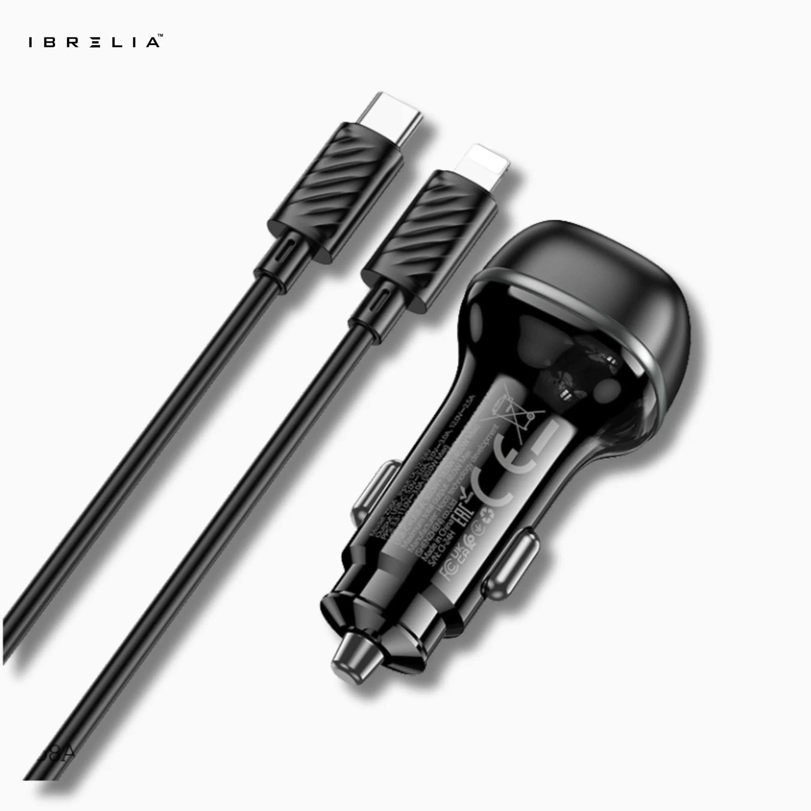 HOCO Z58A Rank 48W Dual Port Car Charger Set – PD30W + QC3.0 with 1m C to iPhone Cable | IBRELIA™ IBRELIA