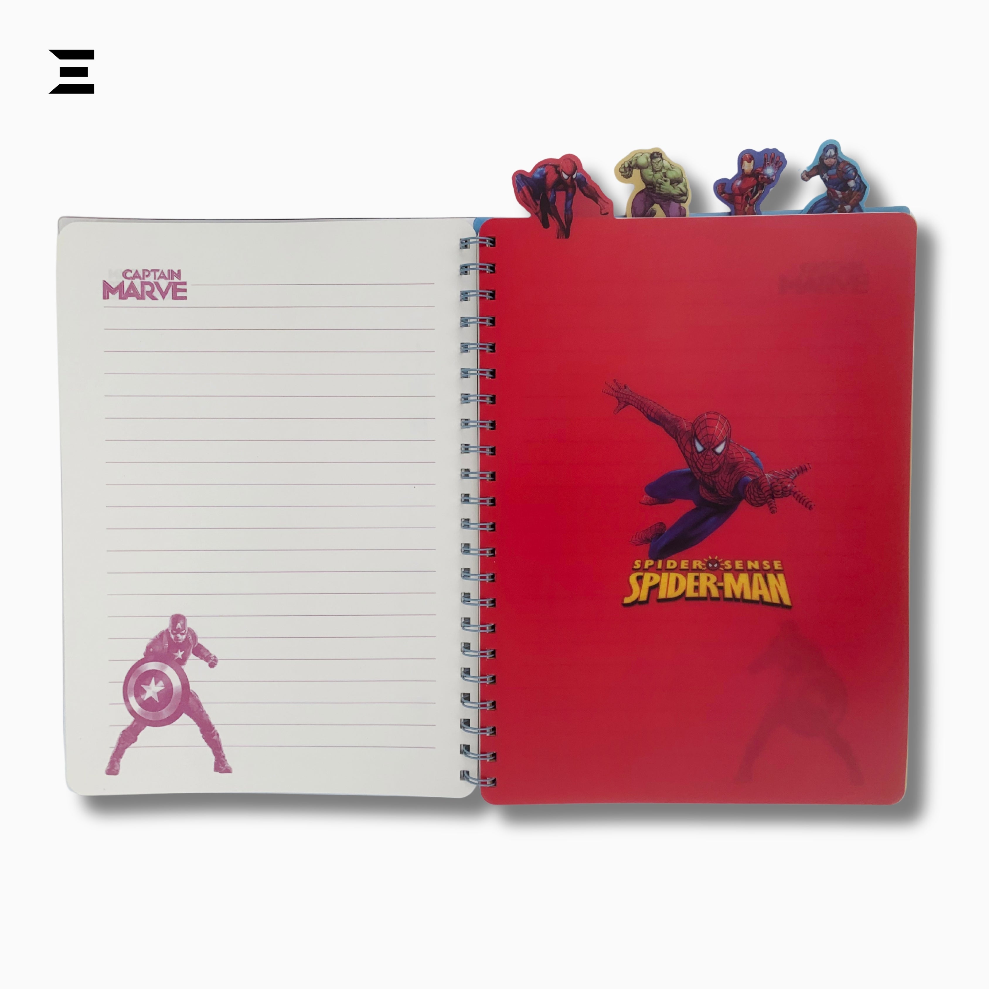 Marvel Avengers A4 Spiral Notebook | Holographic Print Cover | Superhero Lined Journal with Character Tabs | IBRELIA™ IBRELIA