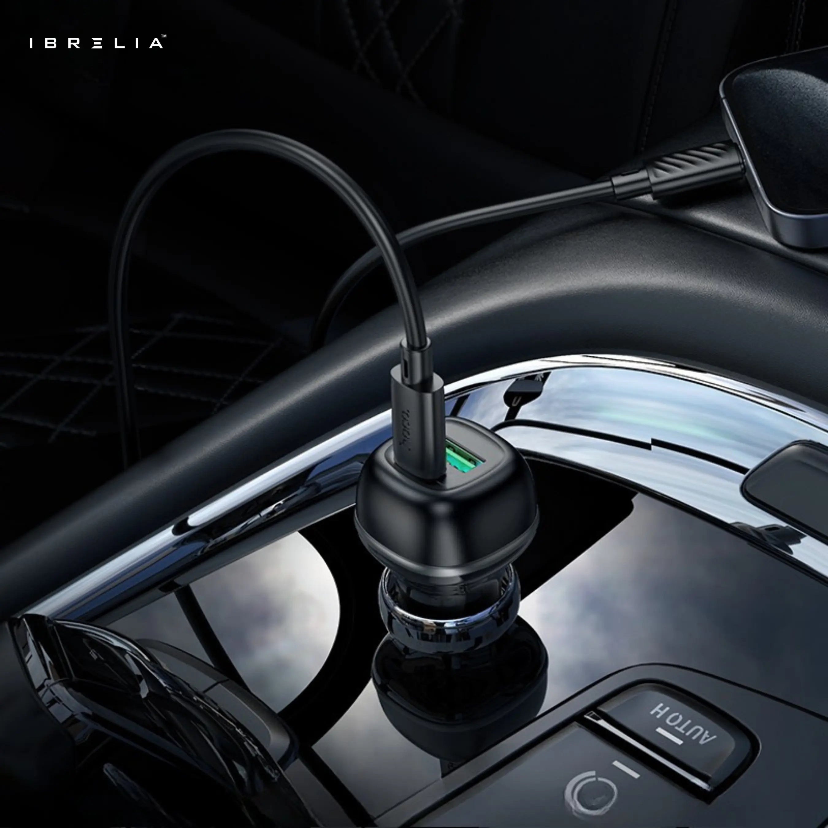 HOCO Z58A Rank 48W Dual Port Car Charger Set – PD30W + QC3.0 with 1m C to iPhone Cable | IBRELIA™ IBRELIA
