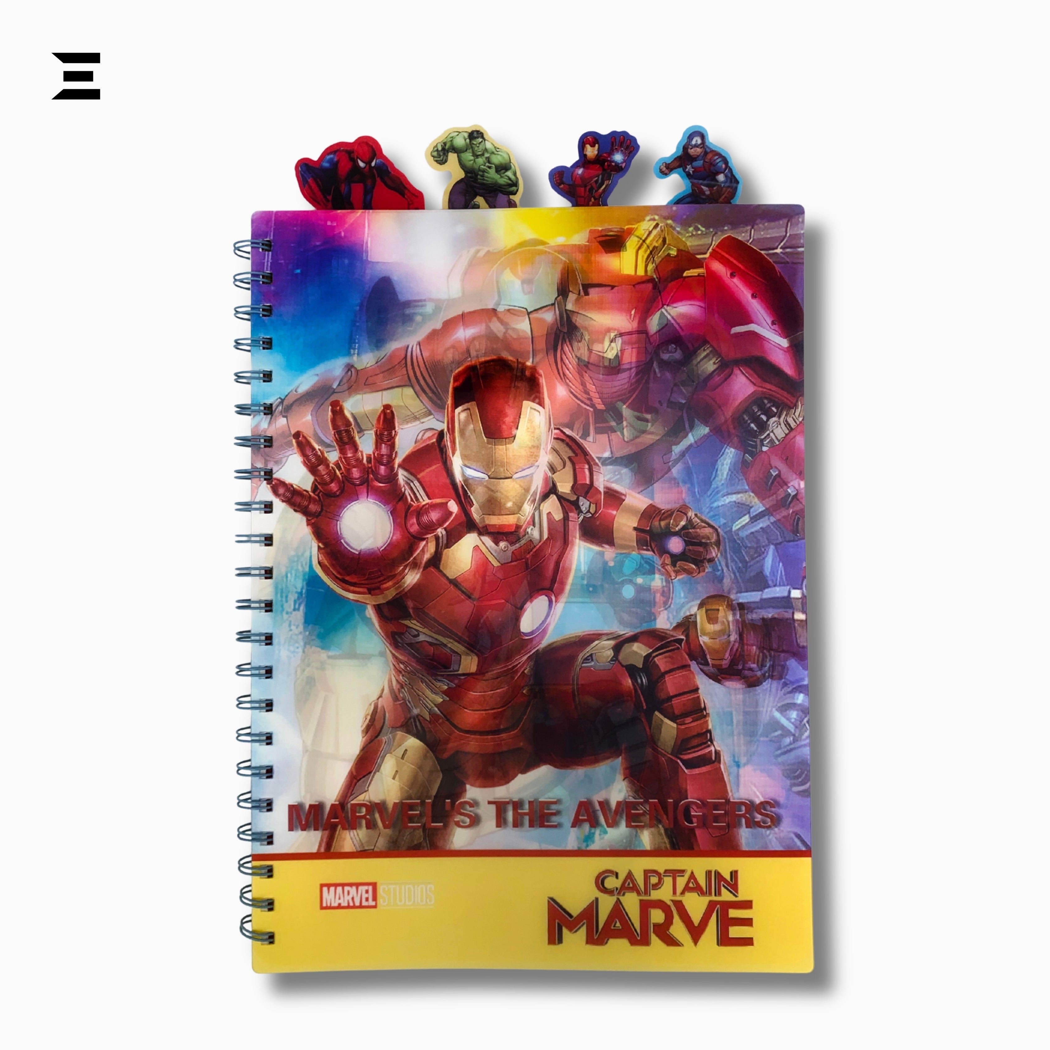 Marvel Avengers Iron Man A4 Spiral Notebook | Holographic Print Cover | Superhero Lined Journal with Character Tabs | IBRELIA™ IBRELIA