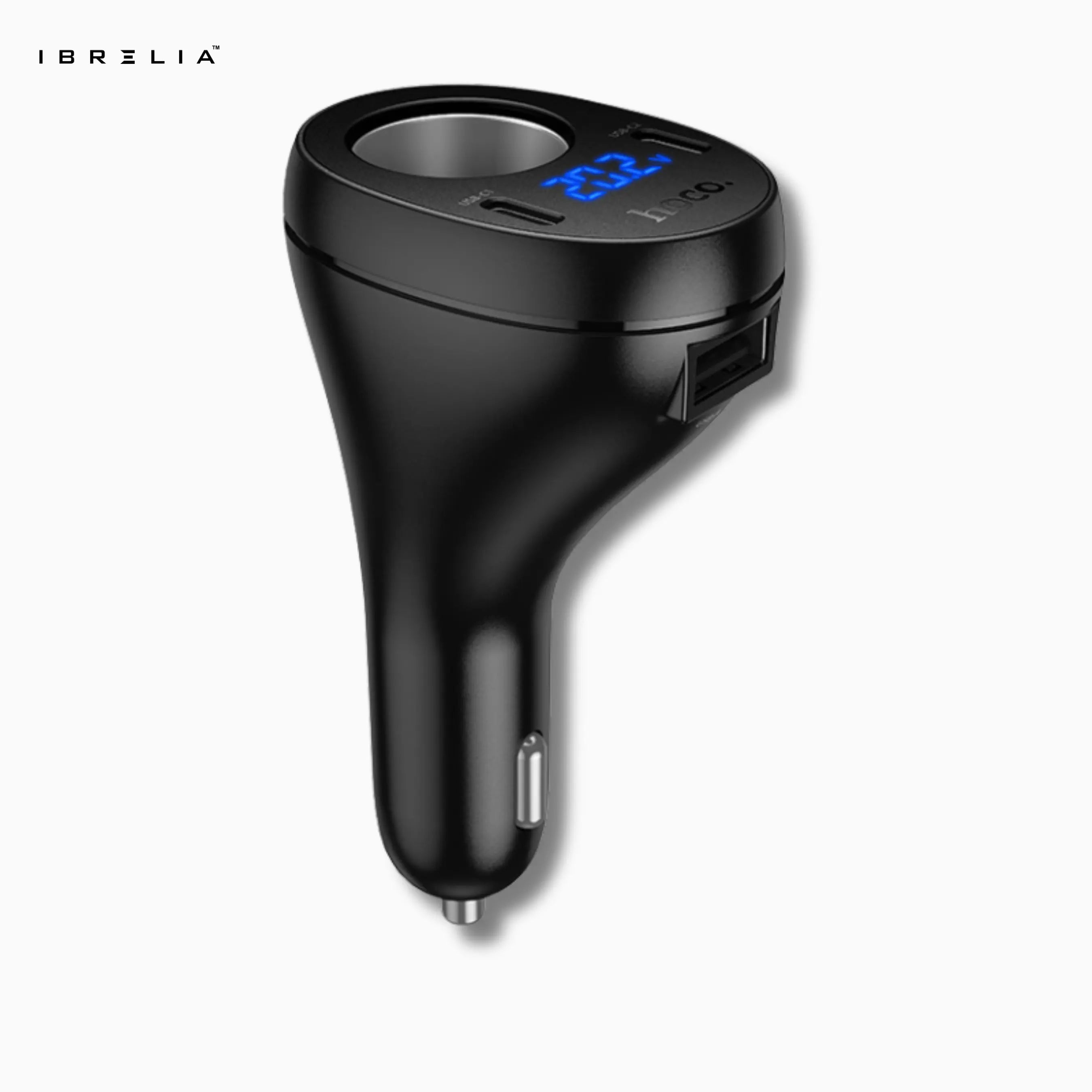 HOCO Z61 Correct Three-Port Cigarette Lighter Car Charger – 120W/240W Output + LED Voltage Display | IBRELIA™ IBRELIA