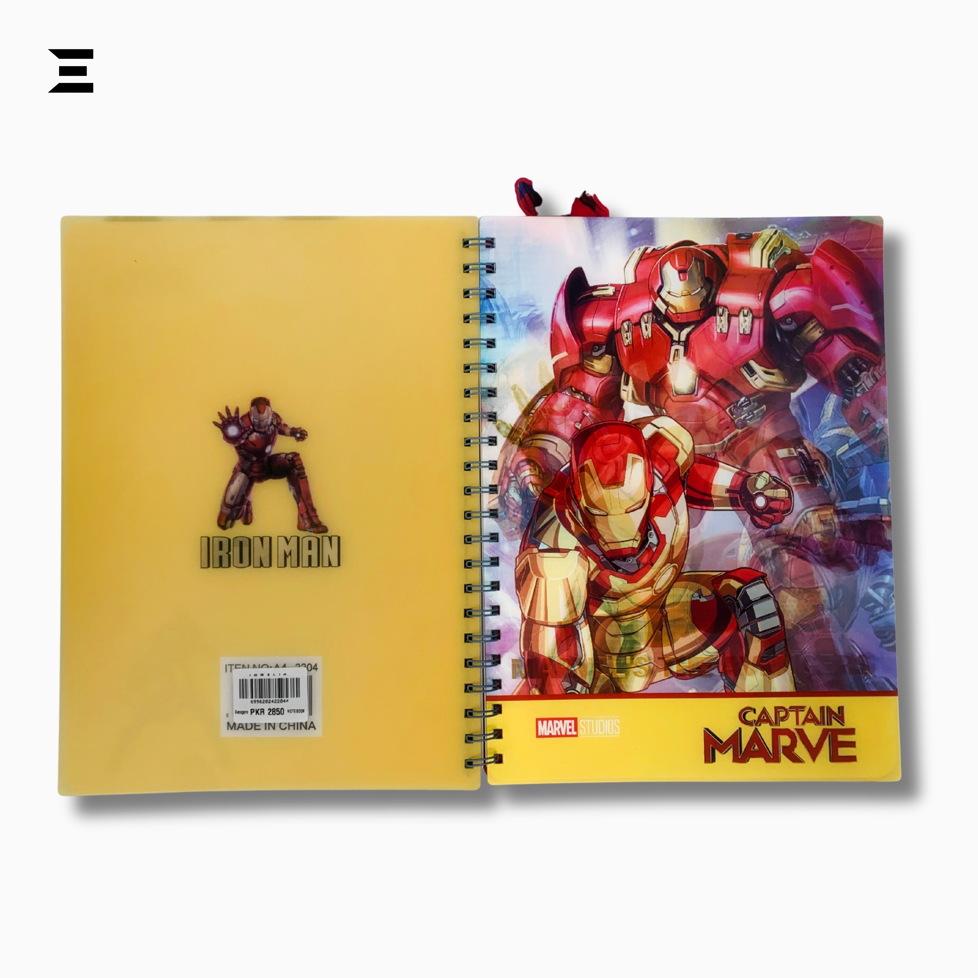 Marvel Avengers Iron Man A4 Spiral Notebook | Holographic Print Cover | Superhero Lined Journal with Character Tabs | IBRELIA™ IBRELIA