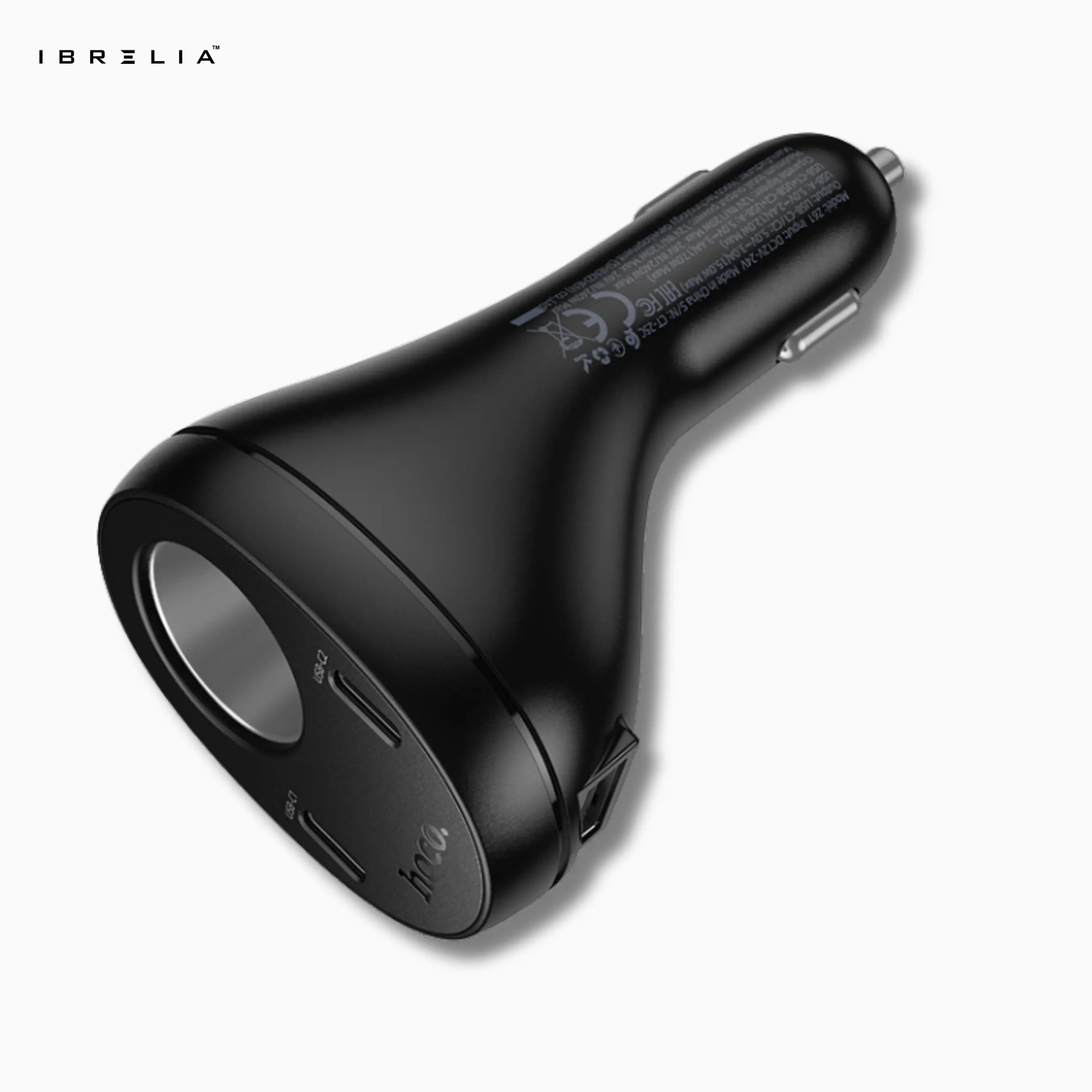 HOCO Z61 Correct Three-Port Cigarette Lighter Car Charger – 120W/240W Output + LED Voltage Display | IBRELIA™ IBRELIA