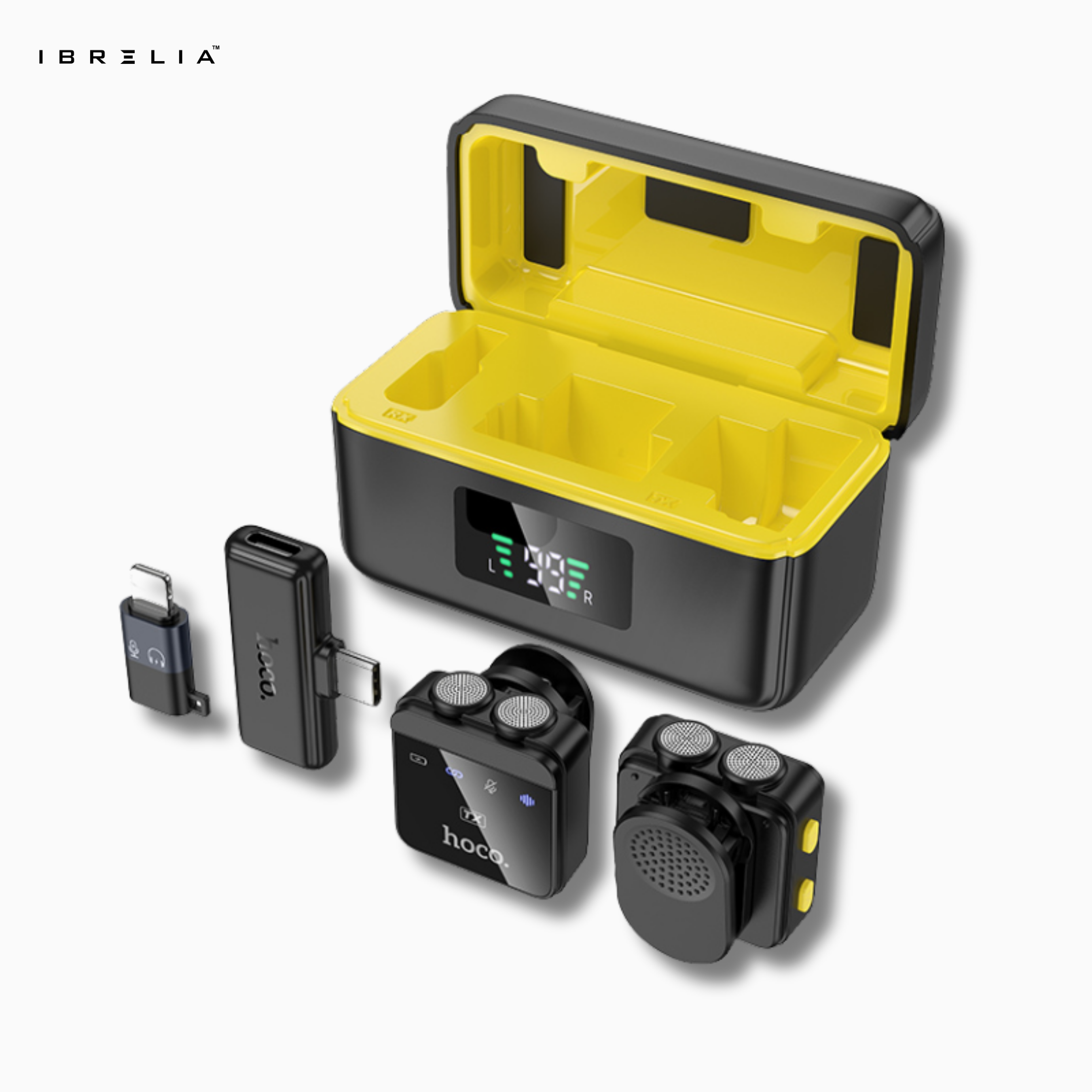 HOCO L17 Dual-Mic Magnetic Wireless Digital Microphone (Type-C + Lightning Adapter) | IBRELIA™