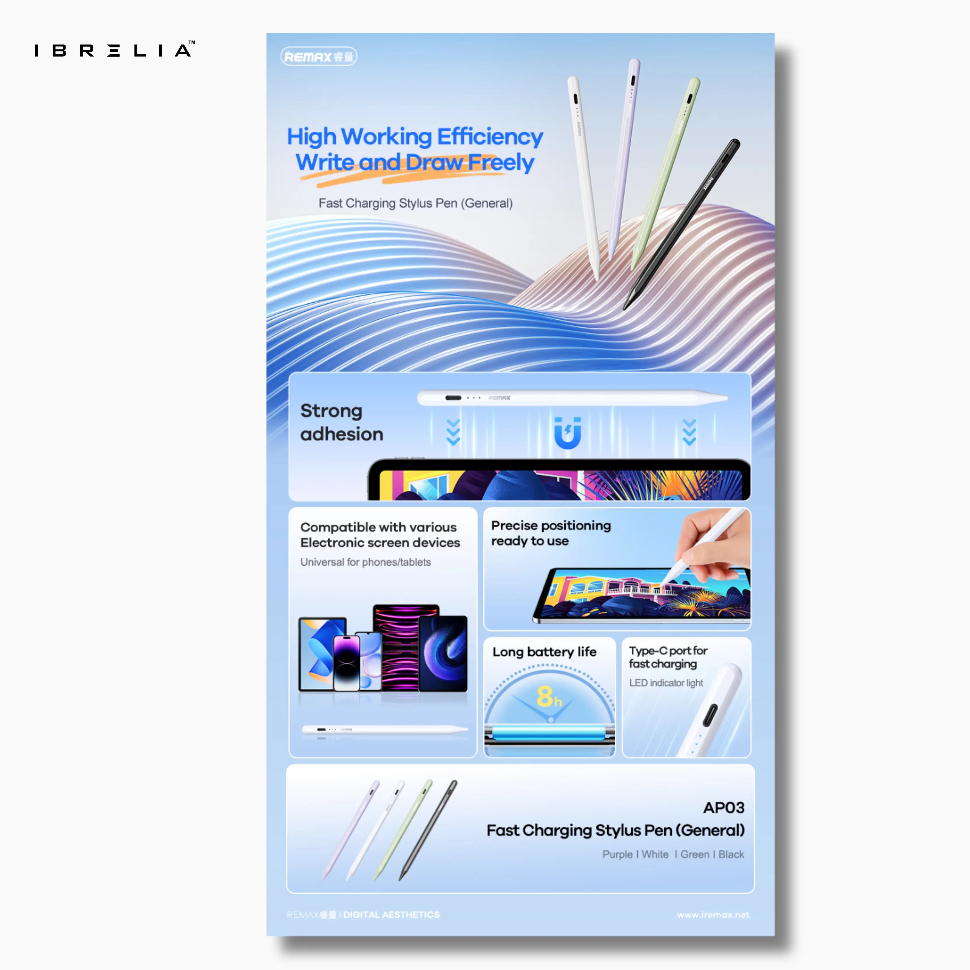 REMAX Fast Charging Stylus Pen Universal AP03 | Type-C Rechargeable | IBRELIA™ IBRELIA