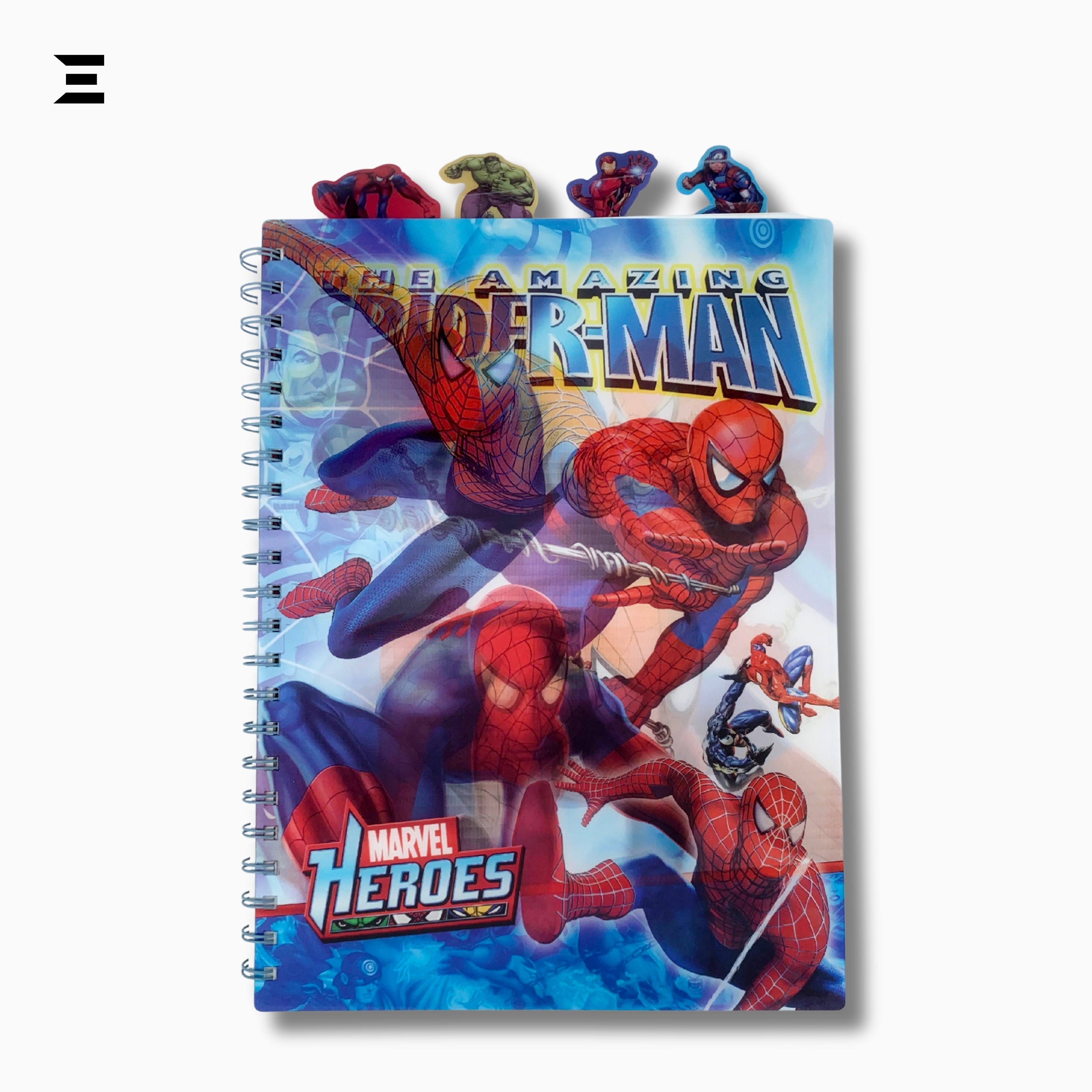 Marvel Heroes Spider-Man A4 Spiral Notebook | Holographic Print Cover | Superhero Lined Journal with Character Tabs | IBRELIA™ IBRELIA