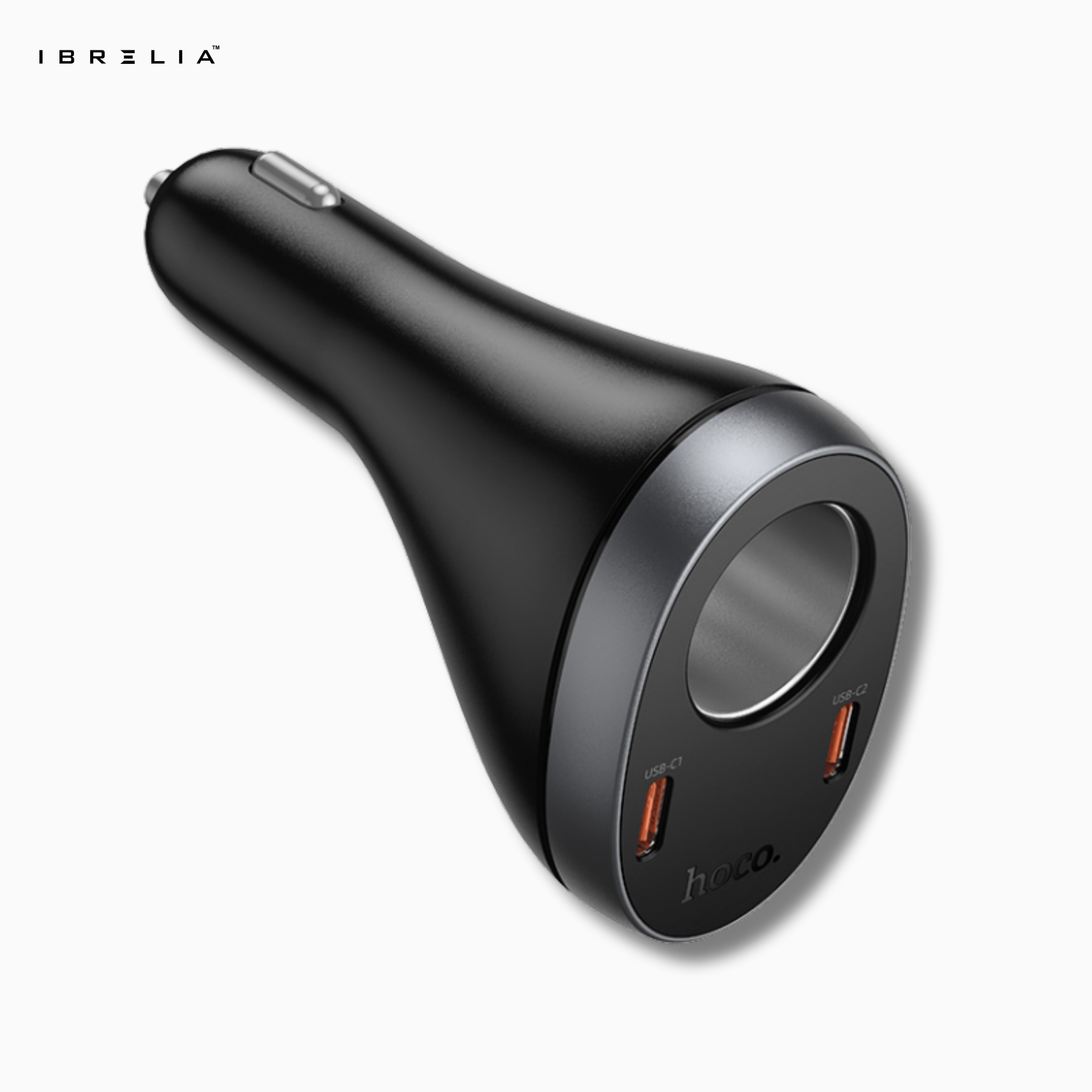 HOCO Z61A Correct PD60W (2C1A) Cigarette Lighter Car Charger – 60W Max Output + Voltage Display | IBRELIA™